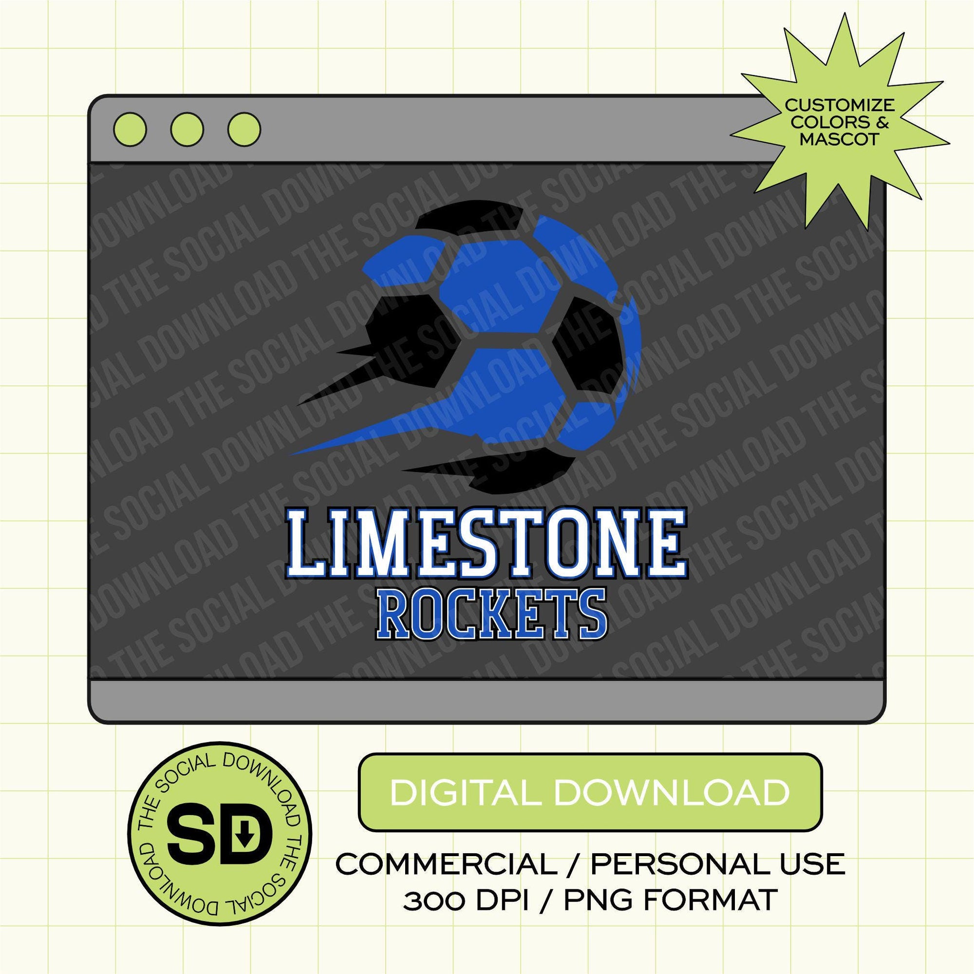 Color Block Soccer Custom School Spirit PNG File (SOCCER1013)