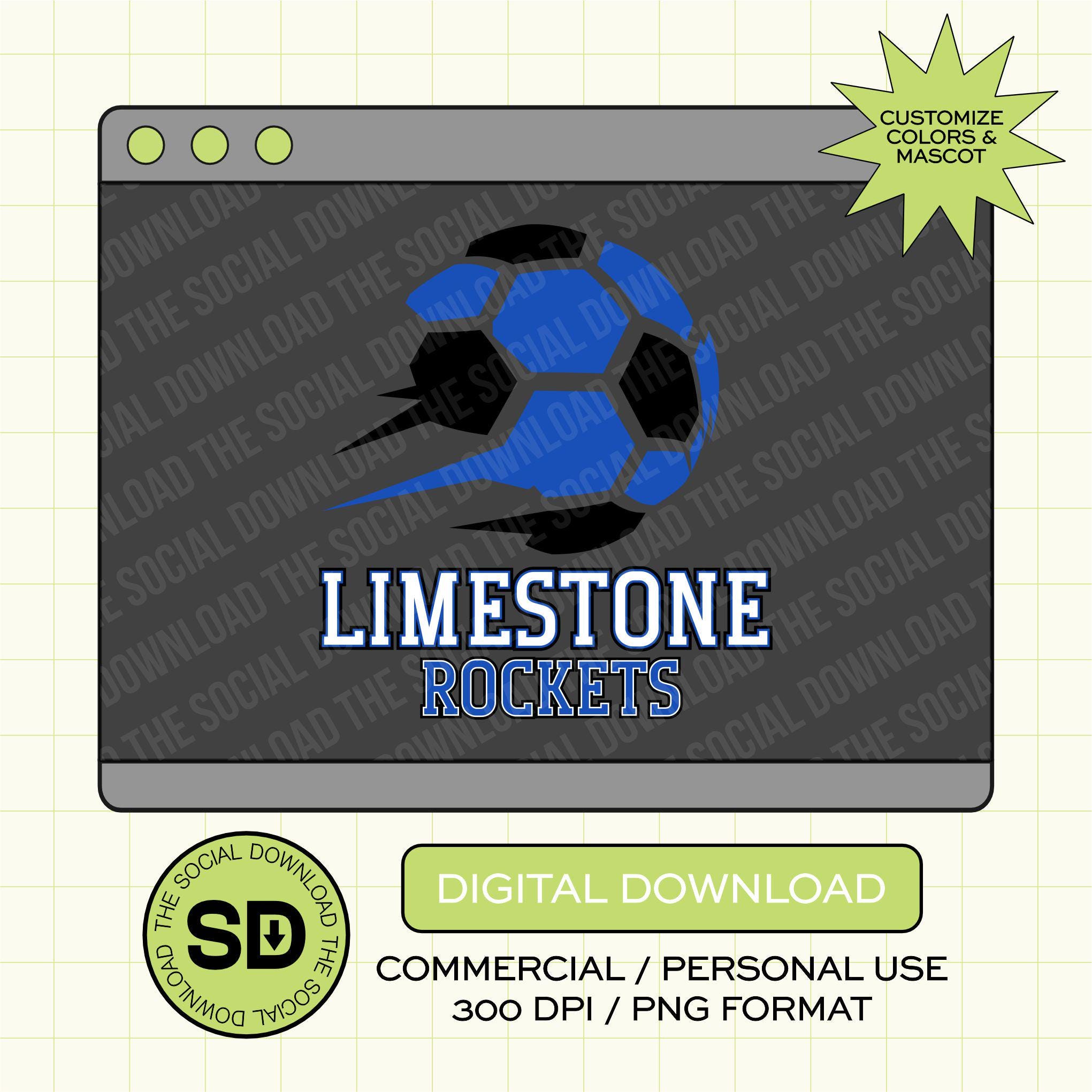 Color Block Soccer Custom School Spirit PNG File (SOCCER1013)