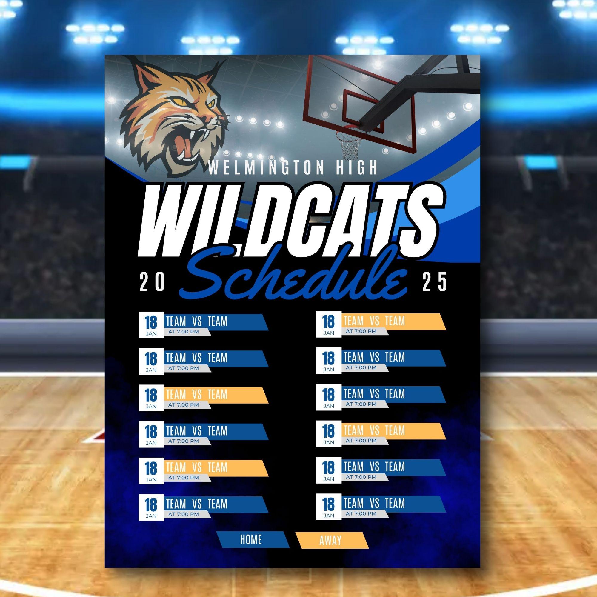 Geo Smoke Basketball Team Schedule Canva Template (BSKTCT1006)