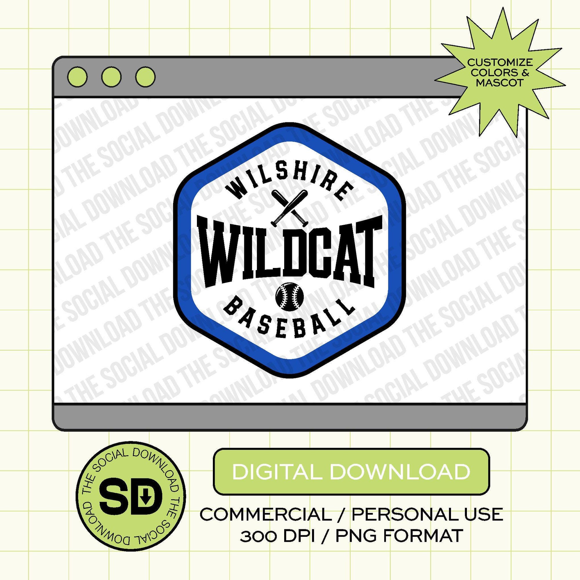 Baseball Badge Custom PNG File (BB1020)