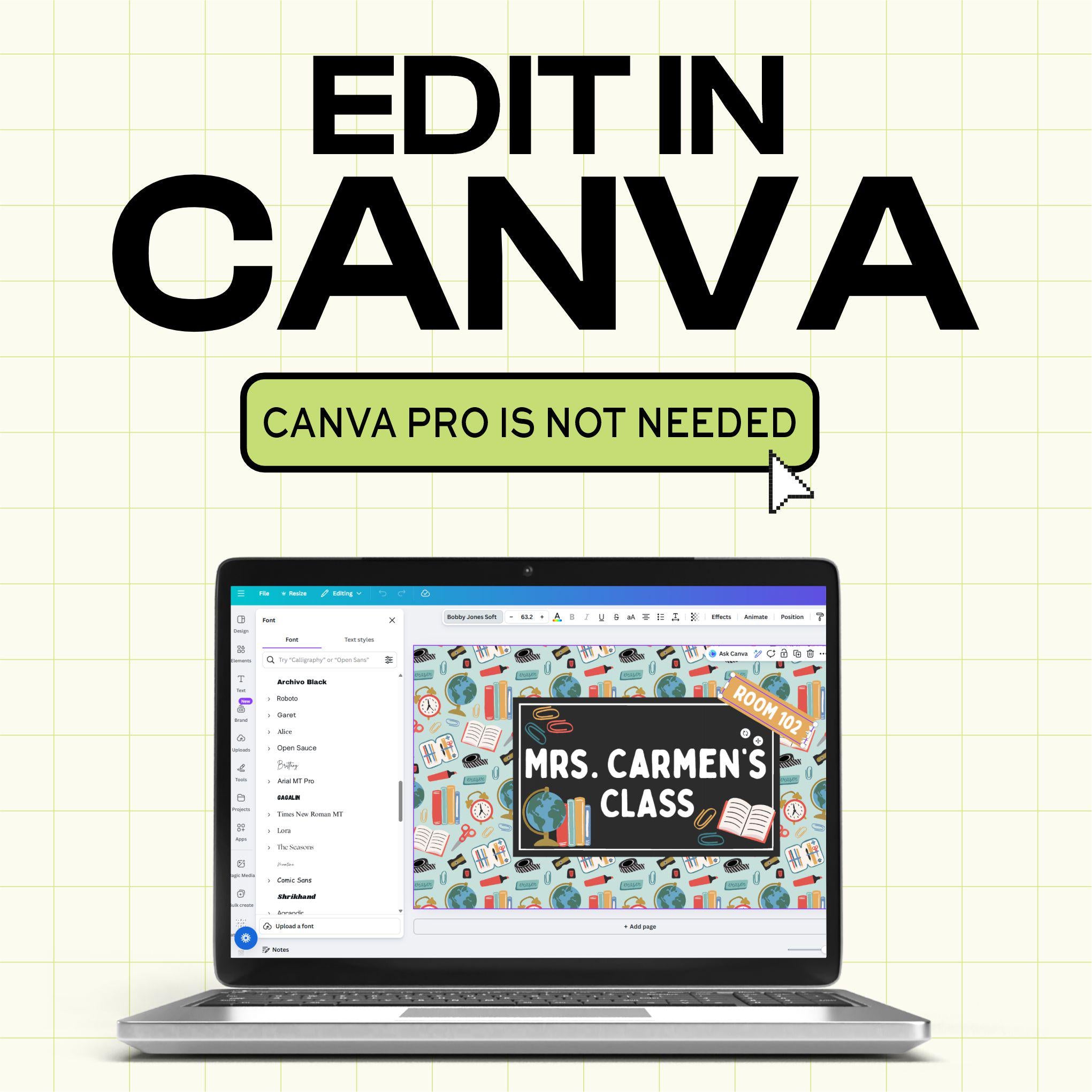 Editable Teacher Desktop Wall Paper - Neon Paperclips - Canva Template (TDW1006)