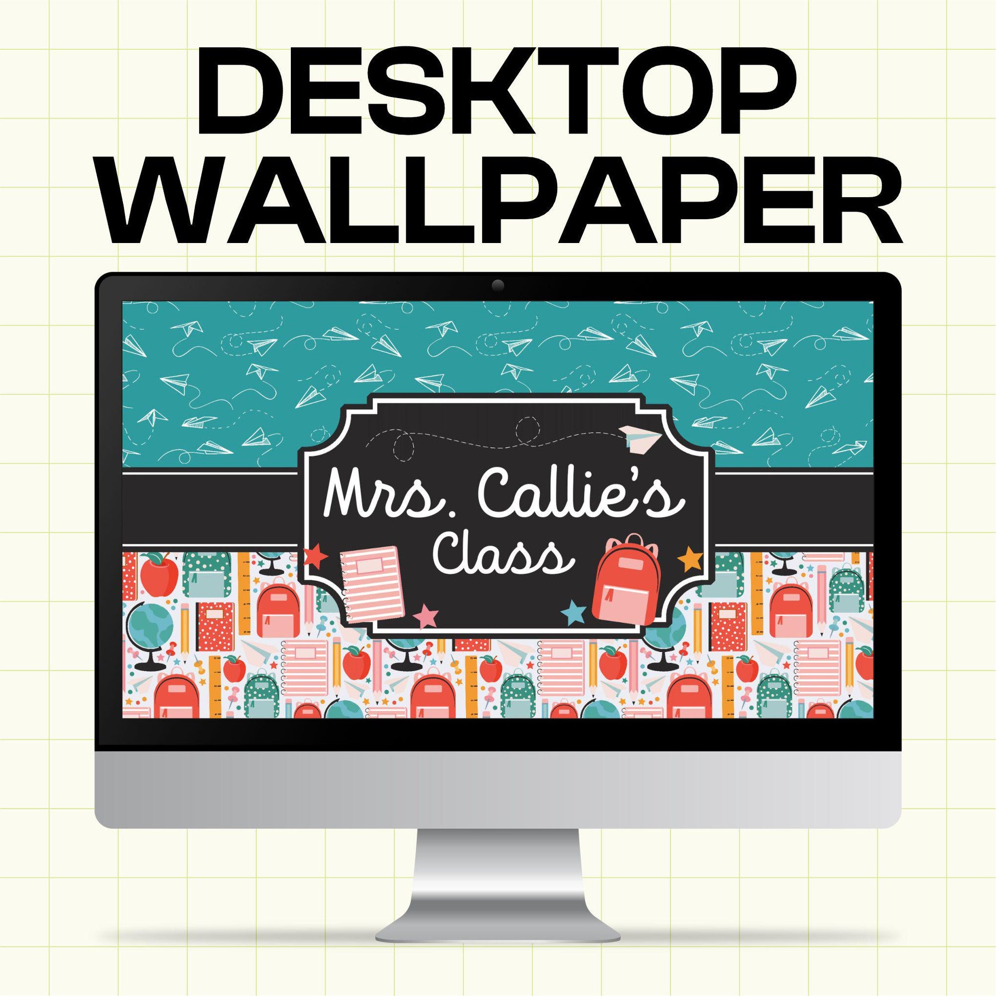 Editable Teacher Desktop Wall Paper - Paper Airplanes - Canva Template (TDW1011)