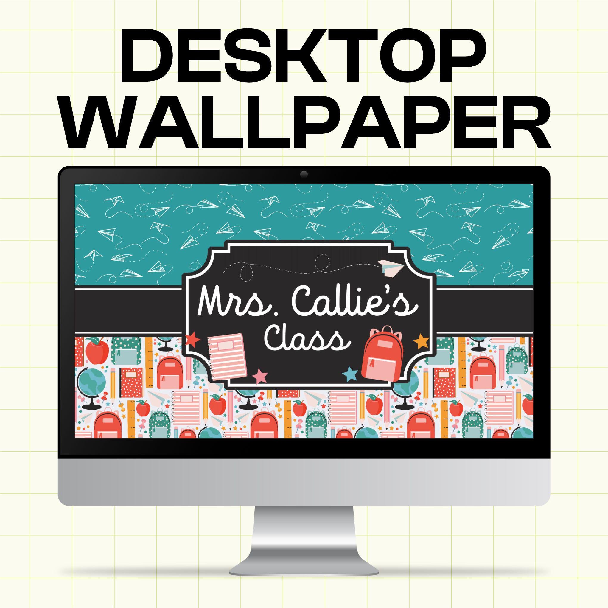 Editable Teacher Desktop Wall Paper - Paper Airplanes - Canva Template (TDW1011)