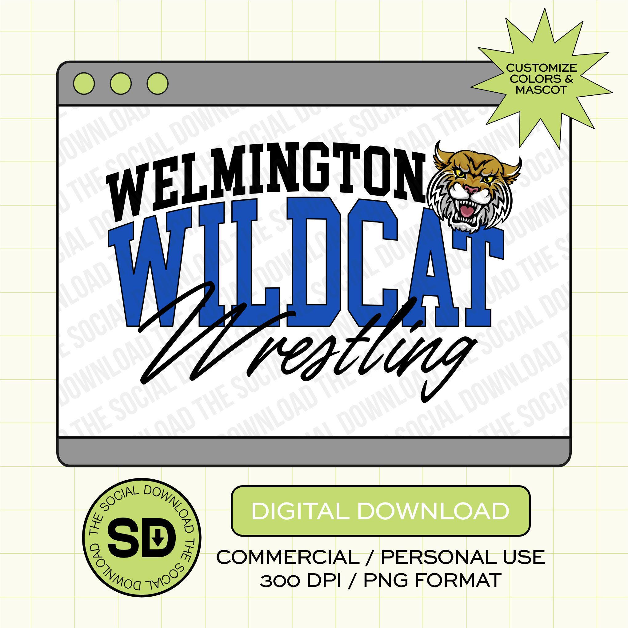 Mascot Team Wrestling Custom School Spirit PNG File (W1002)