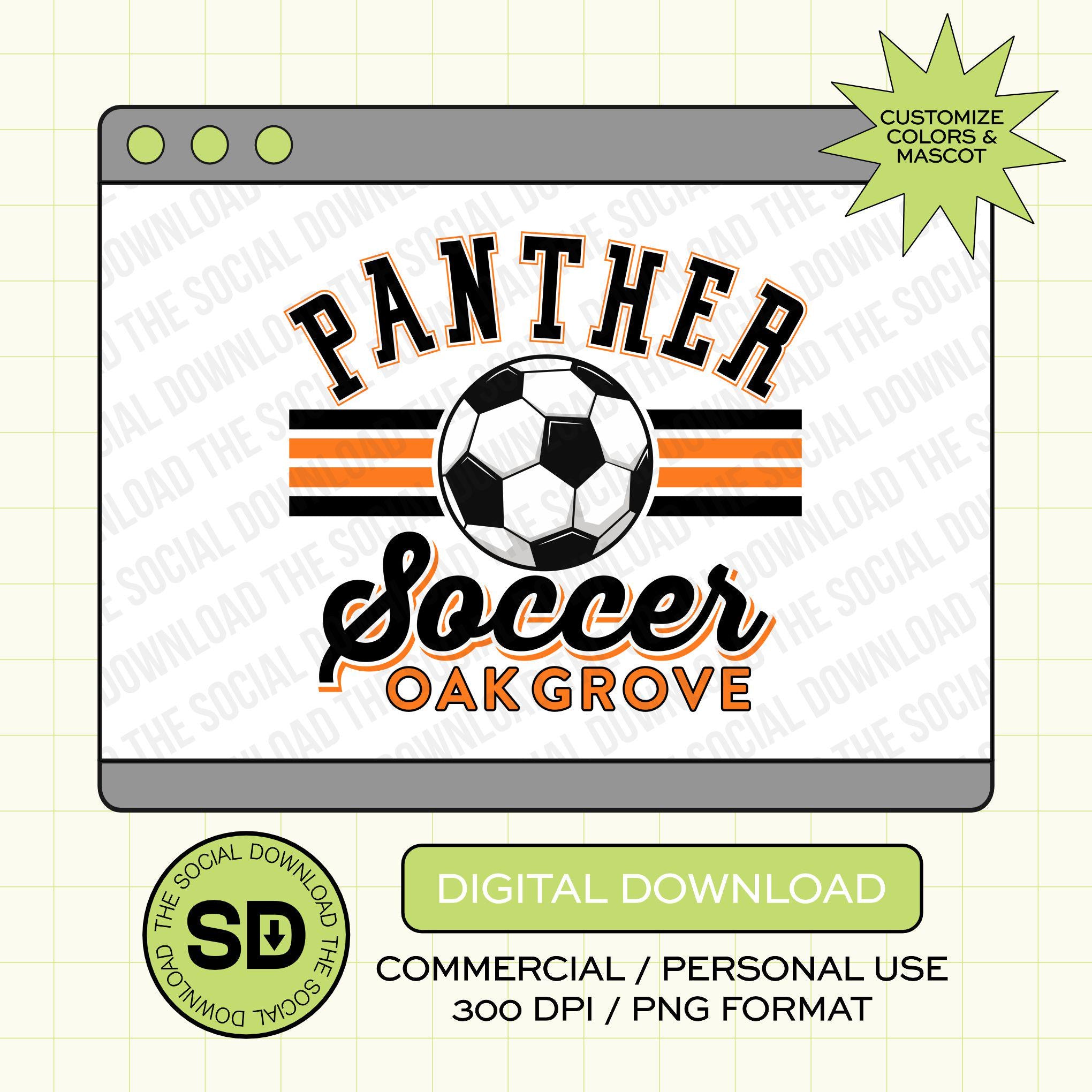 Team Soccer Stripes Custom School Spirit PNG File (SOCCER1001)