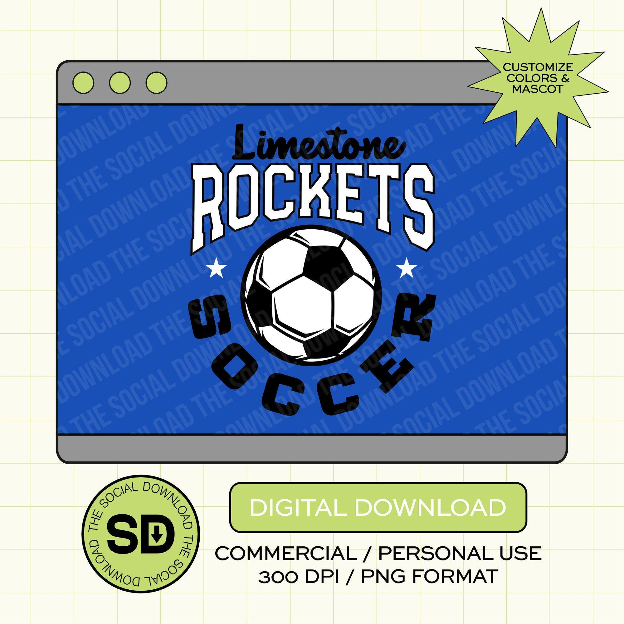 Arched Team Soccer Custom School Spirit PNG File (SOCCER1014)