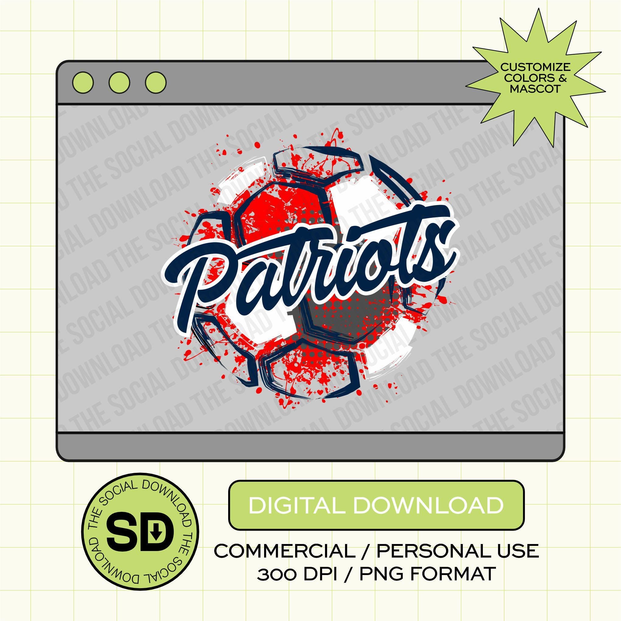 Splatter Soccer Custom School Spirit PNG File (SOCCER1015)