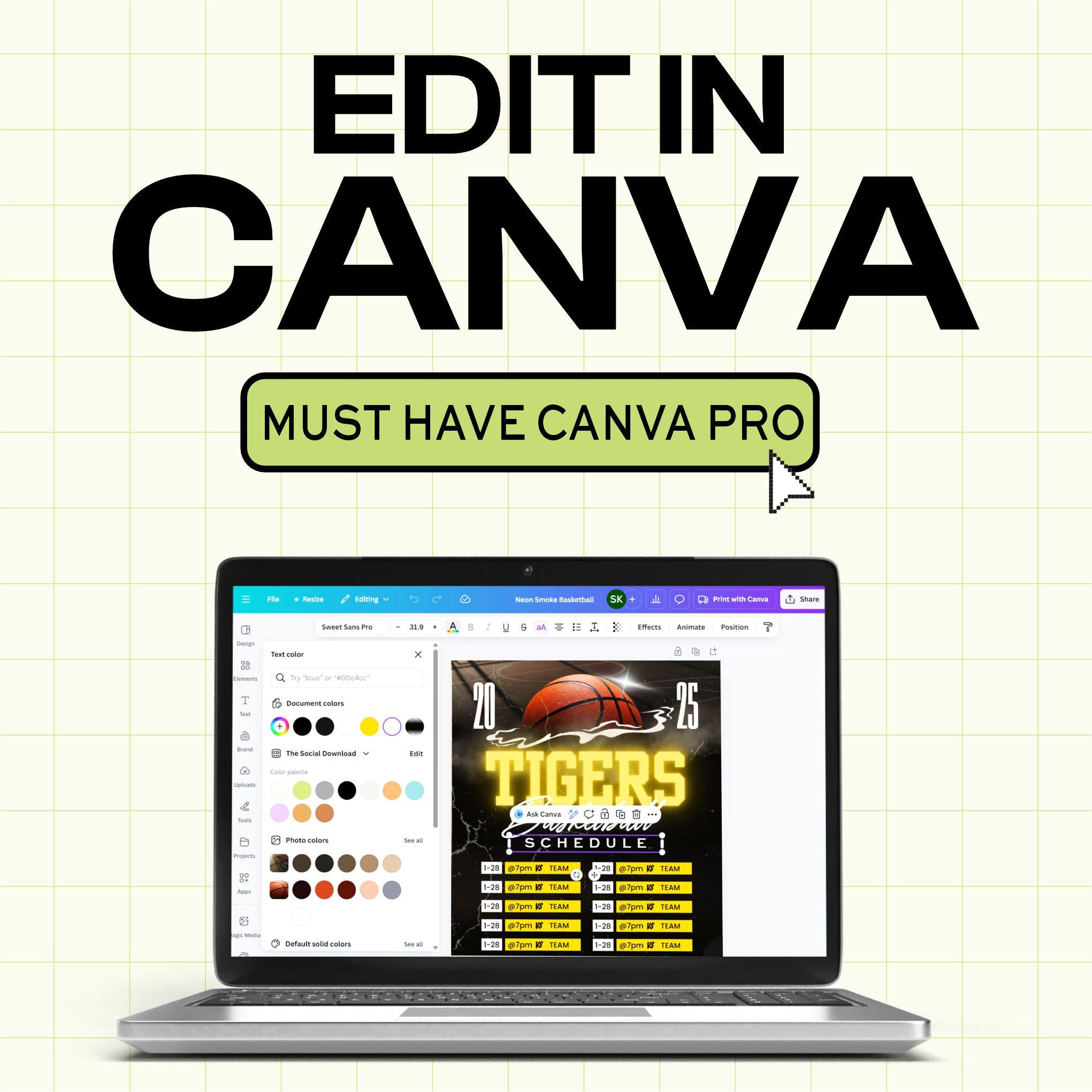 Cheerleader Portrait Poster Canva Template (CHEERPSTR1009)