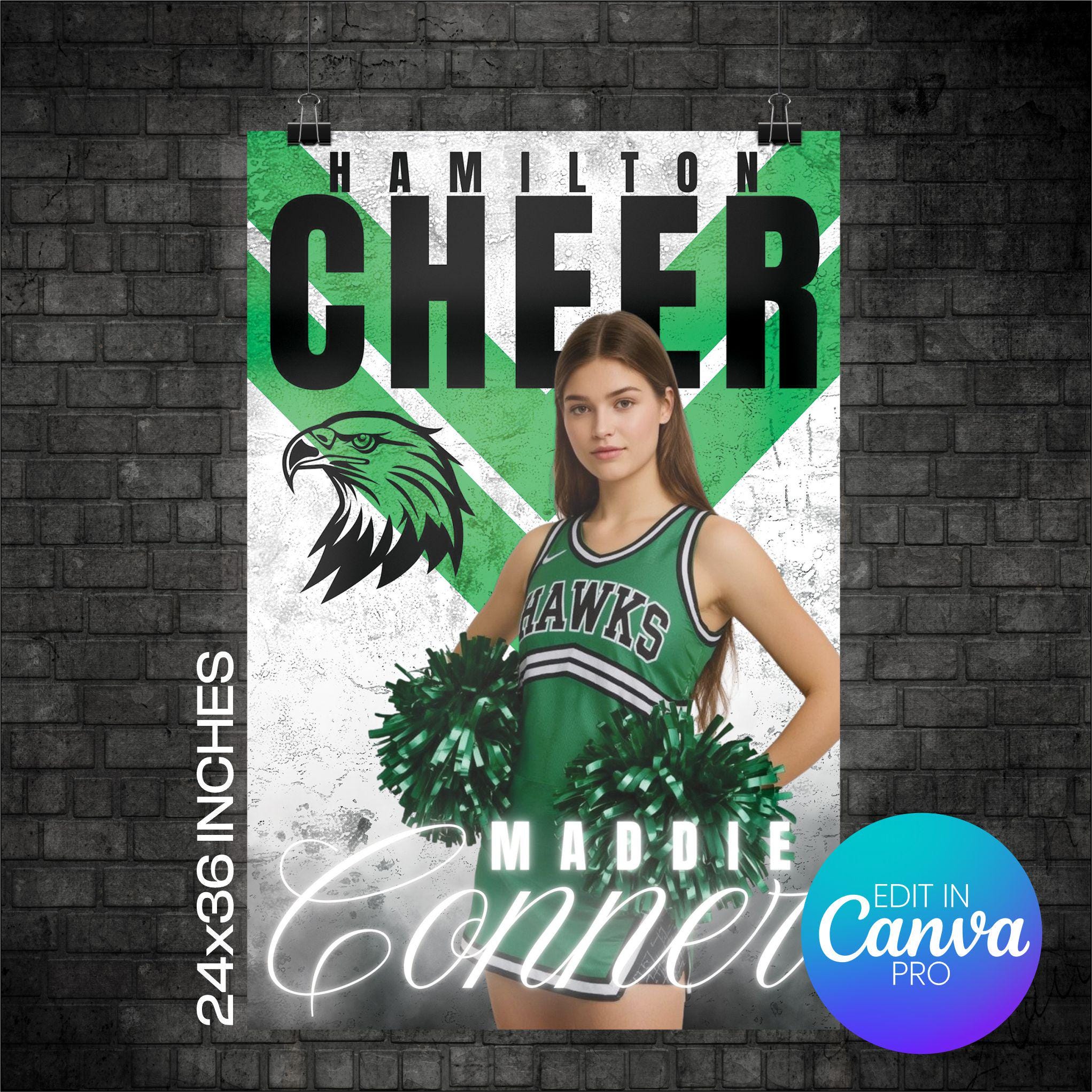 Cheerleader Portrait Poster Canva Template (CHEERPSTR1004)