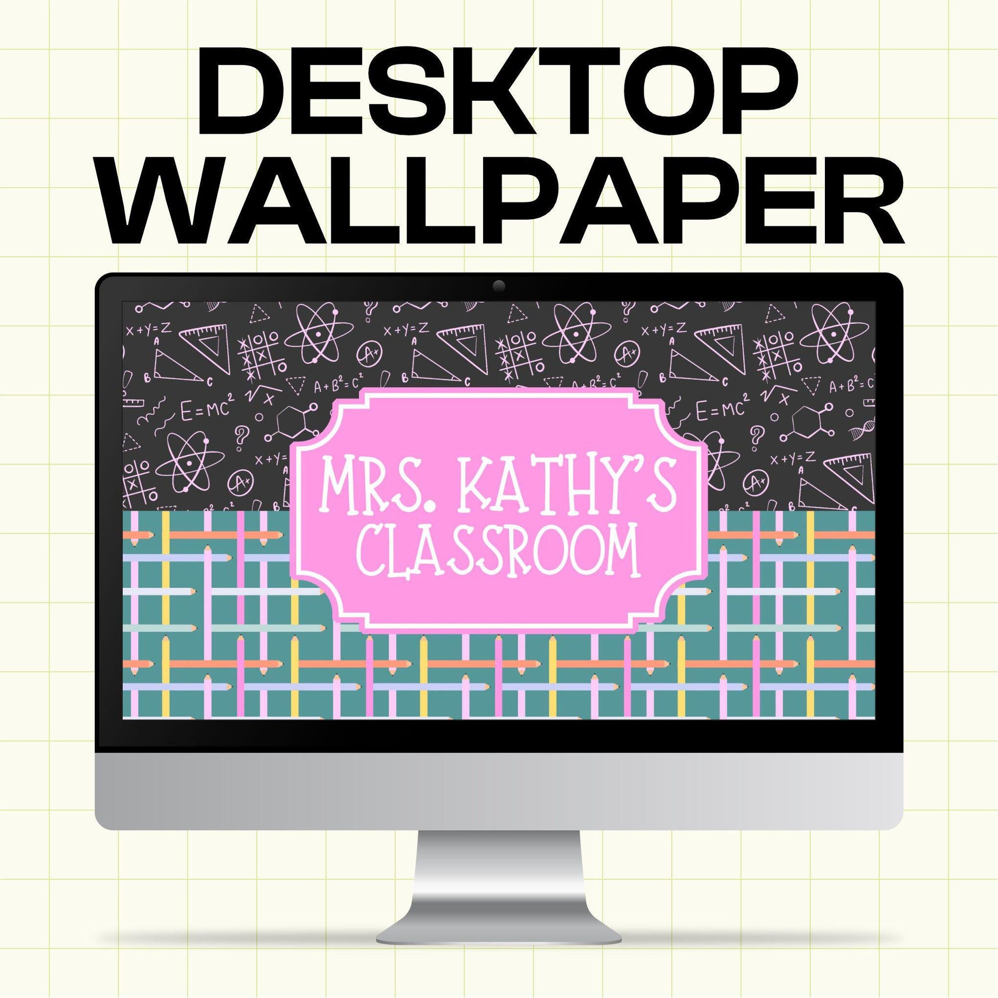 Editable Teacher Desktop Wall Paper - Girly Science - Canva Template (TDW1010)