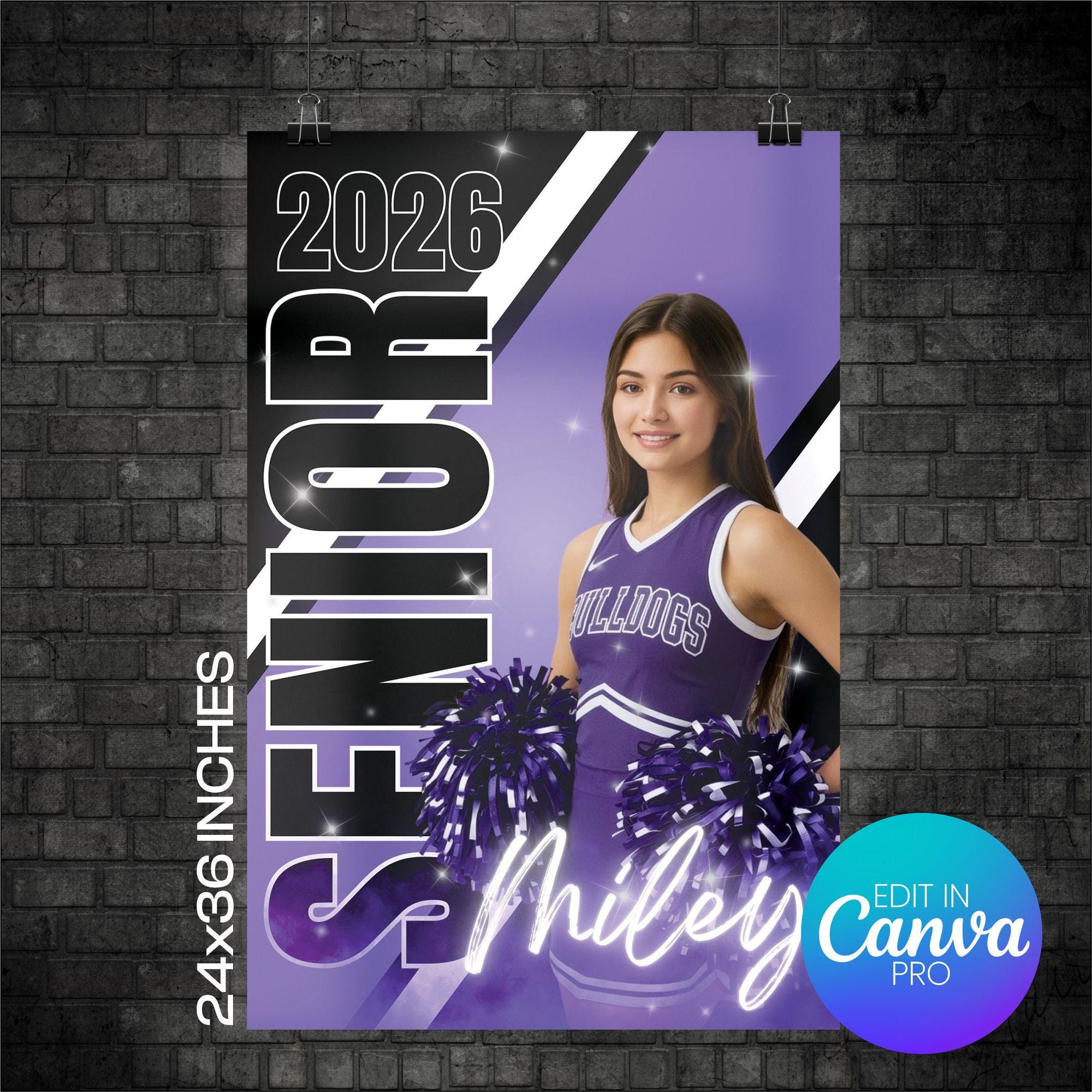 Cheerleader Portrait Poster Canva Template (CHEERPSTR1002)
