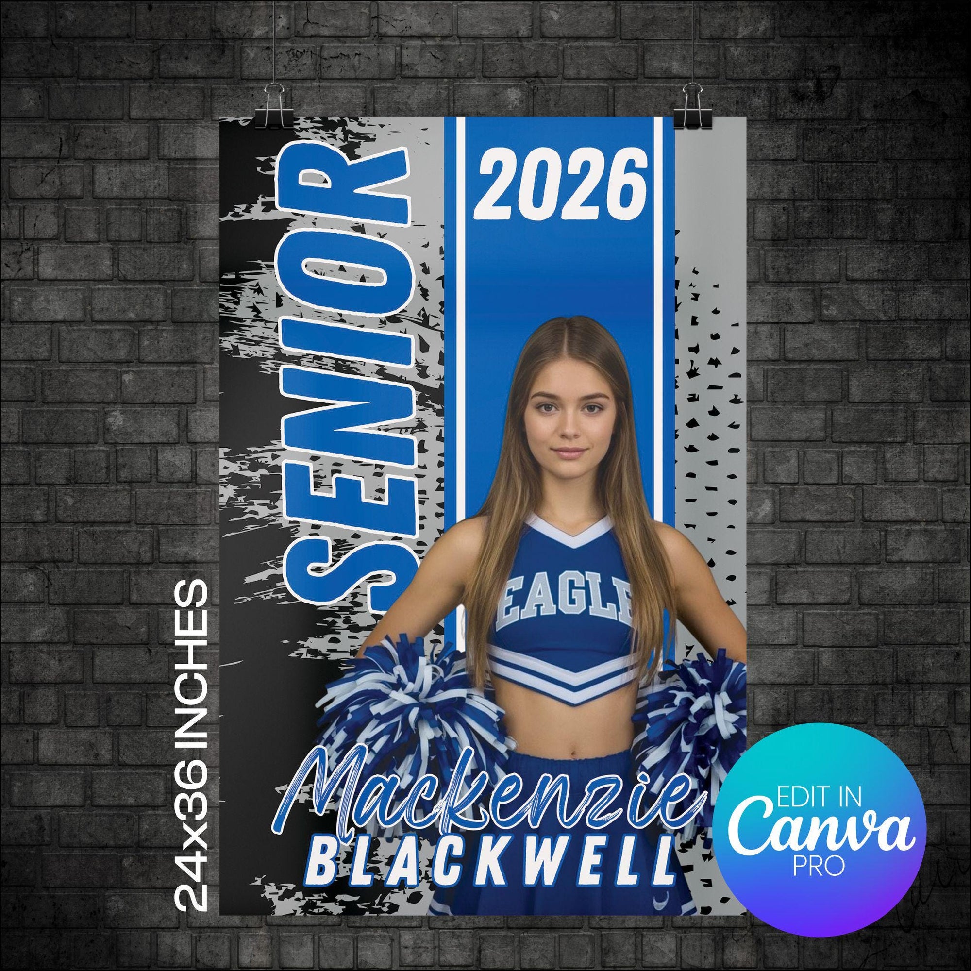 Cheerleader Portrait Poster Canva Template (CHEERPSTR1005)