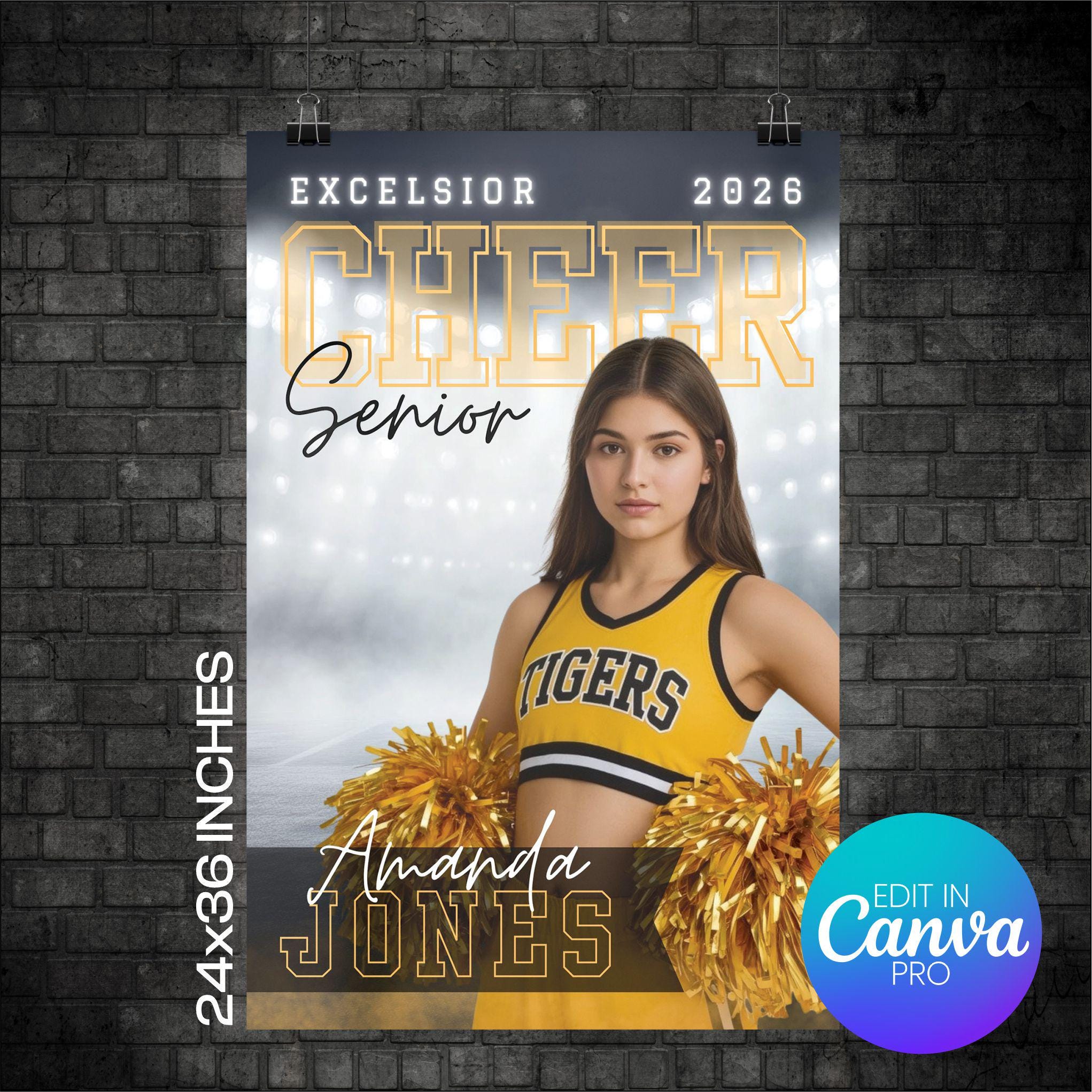 Cheerleader Portrait Poster Canva Template (CHEERPSTR1007)