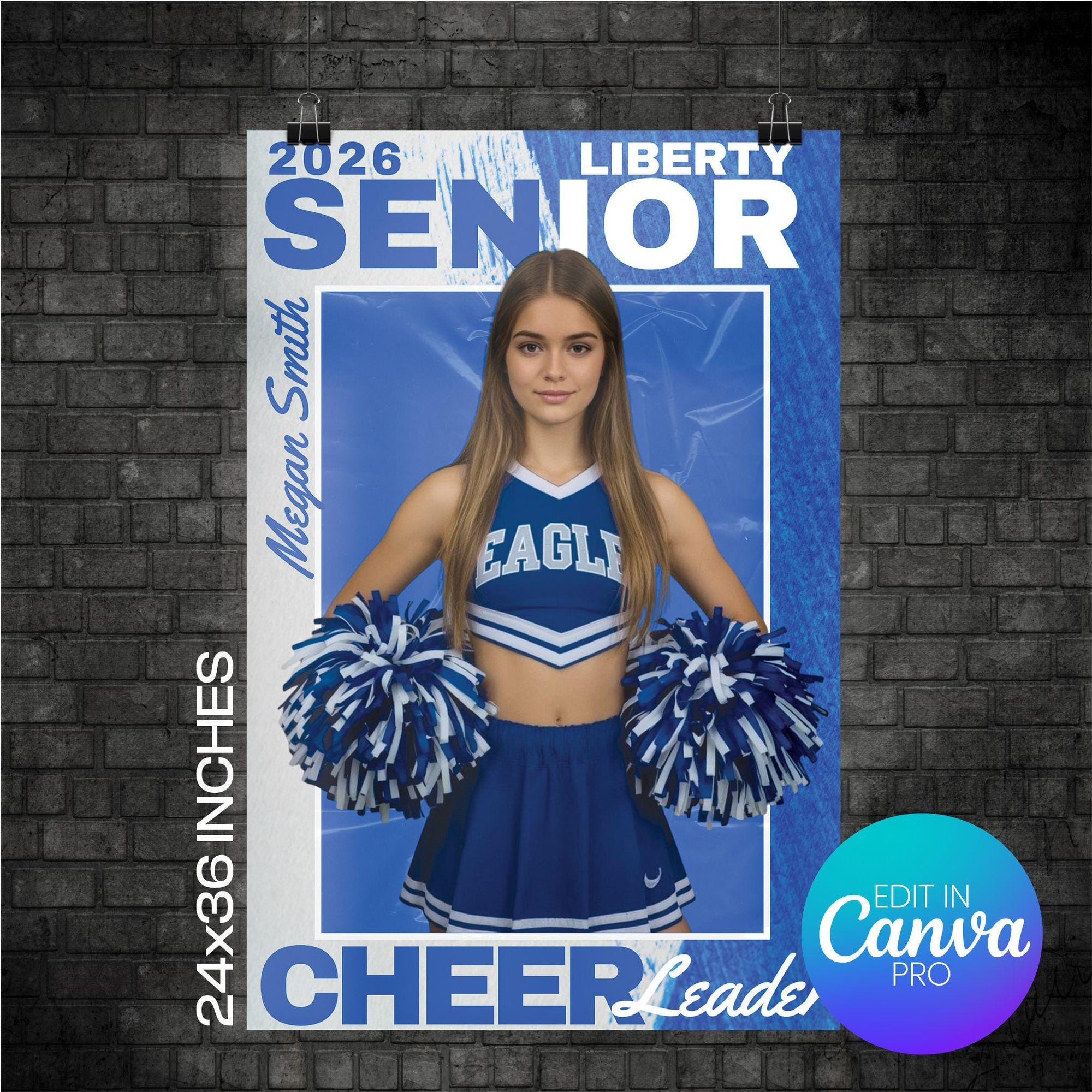 Cheerleader Portrait Poster Canva Template (CHEERPSTR1009)