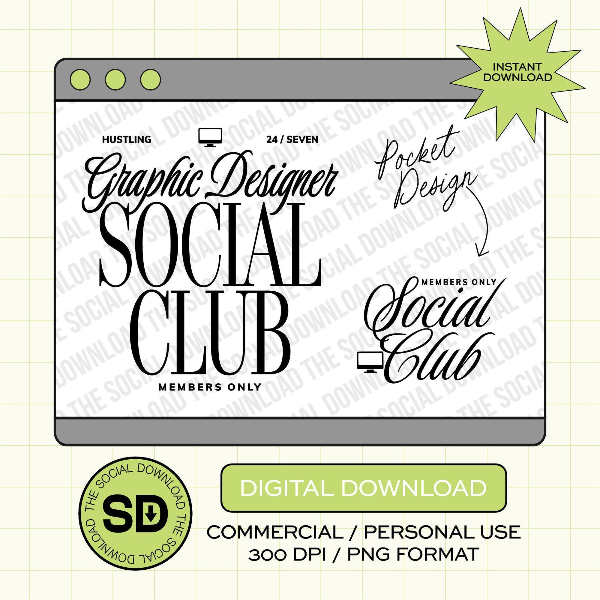 Graphic Designer Social Club Instant Download Png (OCPTN1001-GRAPHICDESIGNER)