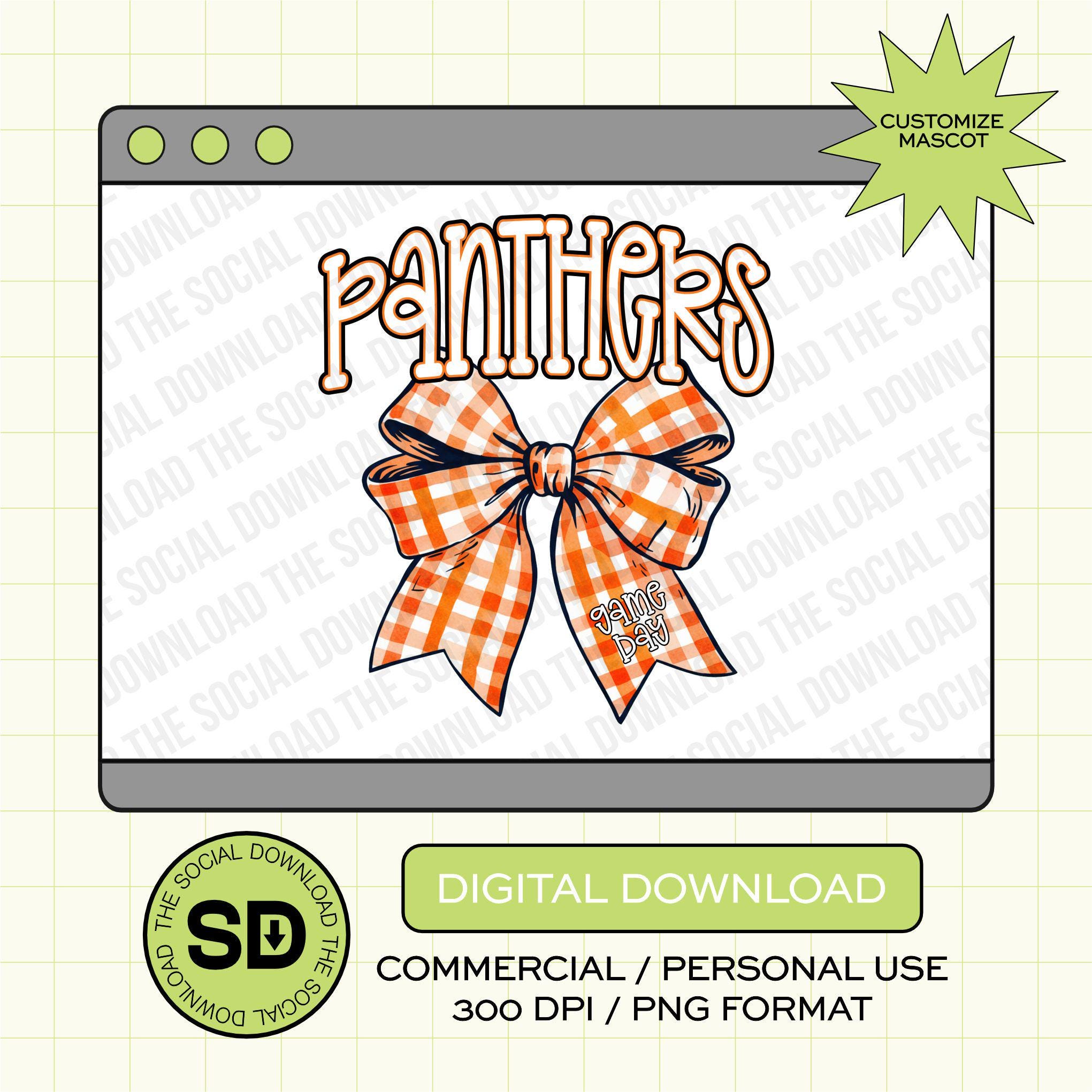 Gingham Plaid Mascot Custom School Spirit PNG Download File, custom school png, bow game day, DTG (SW1159)