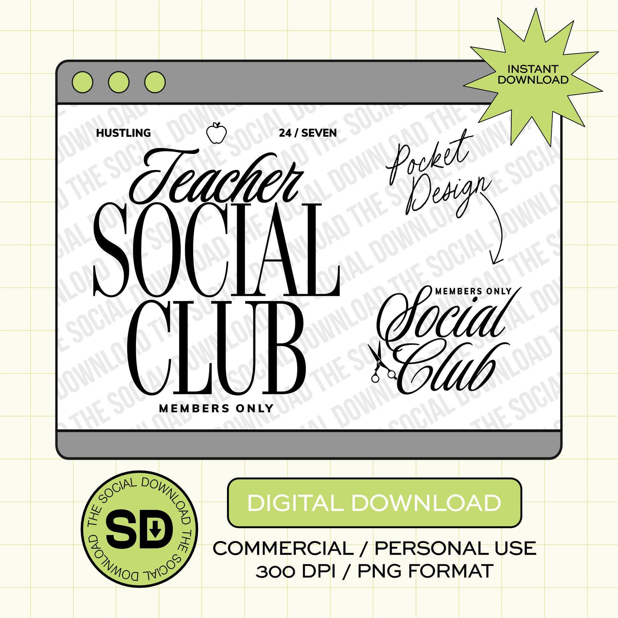 Teacher Social Club  Instant Download Png (OCPTN1001-TEACHER)