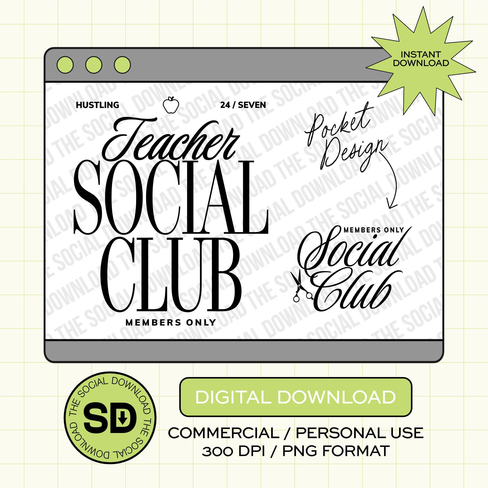 Teacher Social Club  Instant Download Png (OCPTN1001-TEACHER)