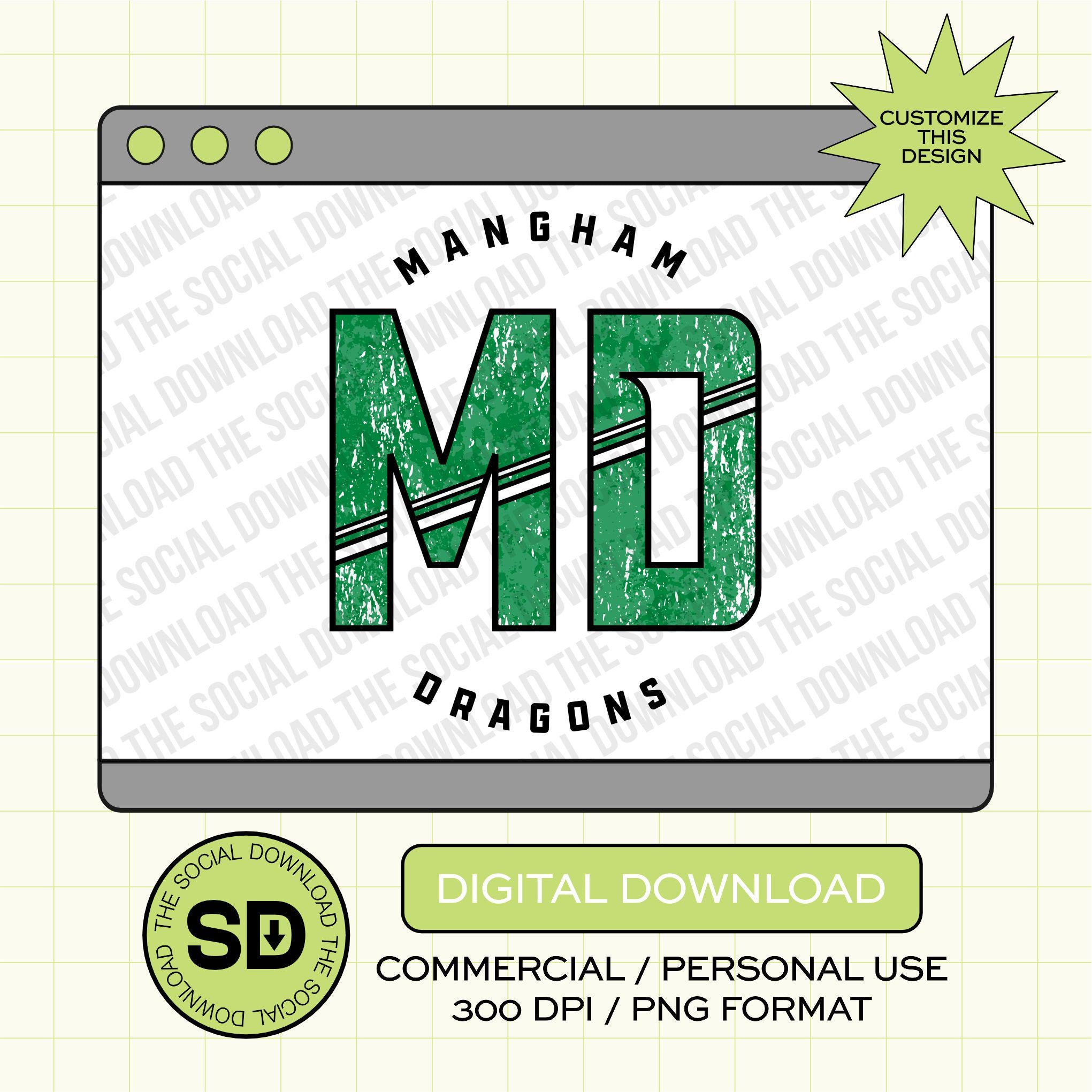 Sporty Distressed Mascot Custom School Spirit PNG Download File, custom school png, spirit png, DTF, Sublimation, DTG (SW1170)