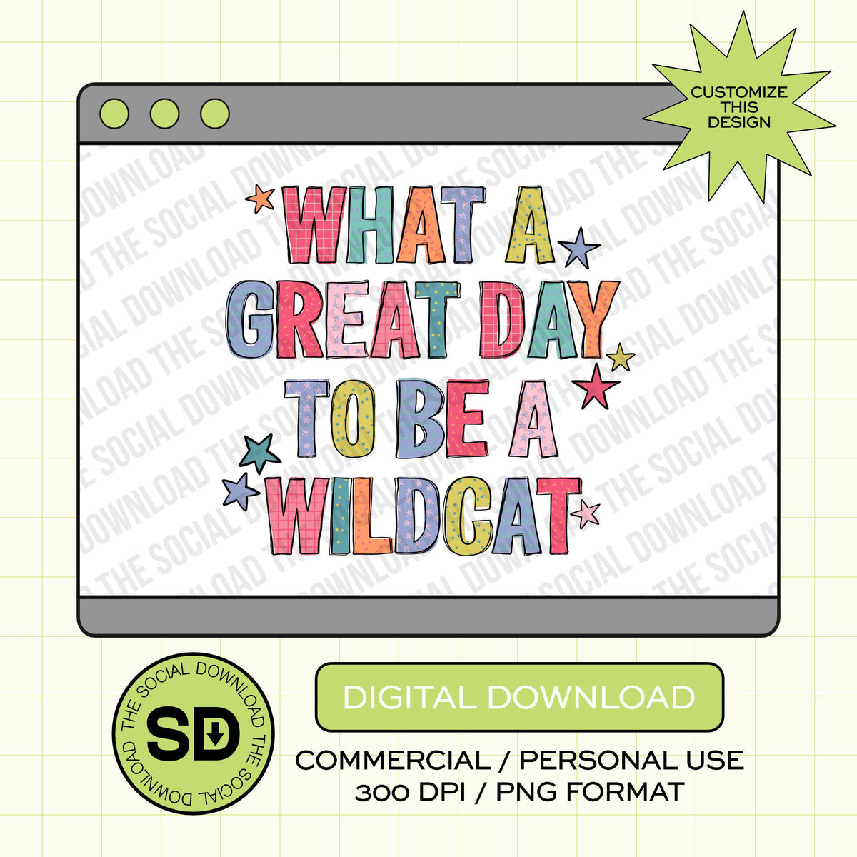 Pattern Patch Custom Mascot School Spirit PNG File (SW1173)