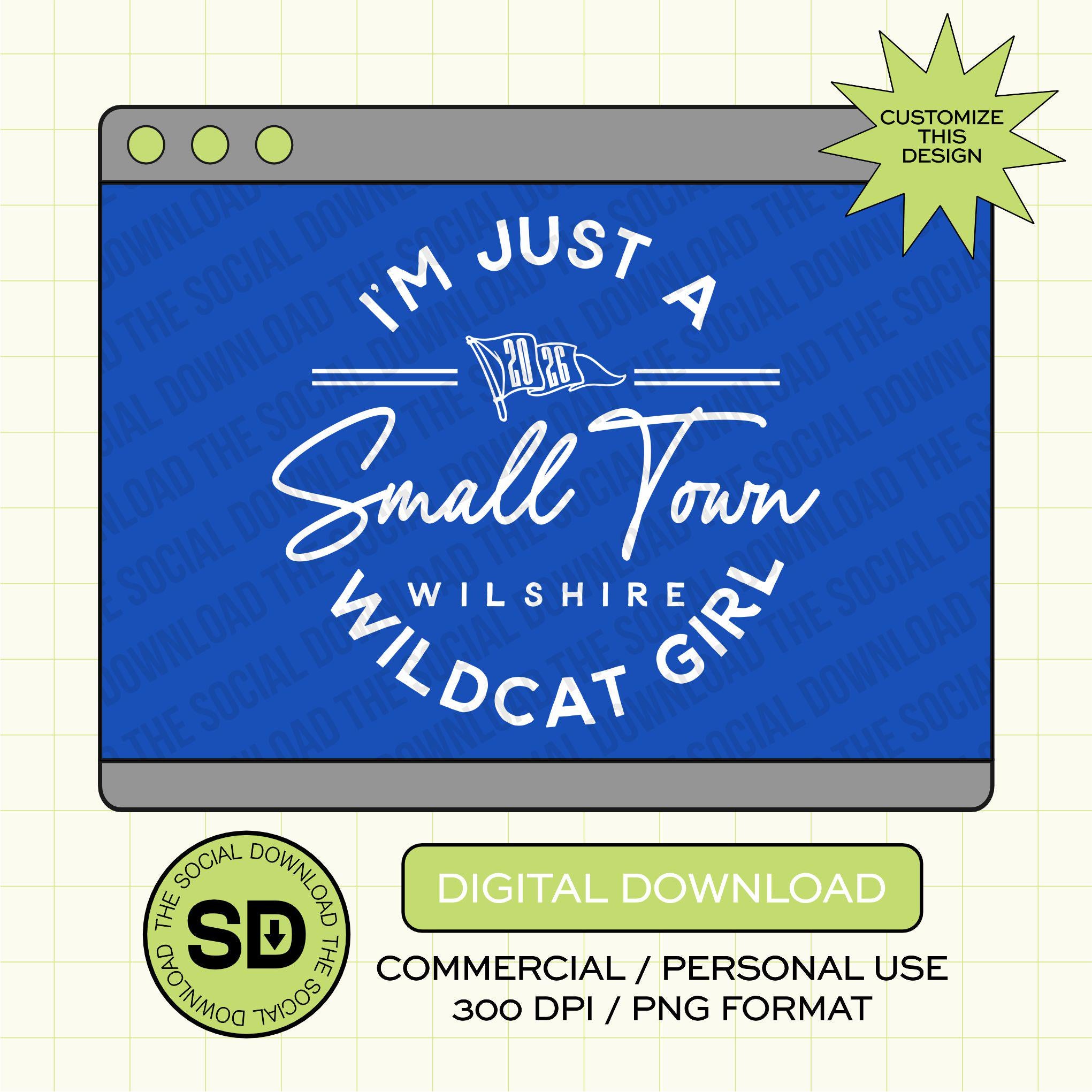 Small Town Mascot Girl Custom Spirit PNG Download File, custom school png, spirit png, DTF, Sublimation, dtg (SW1177)