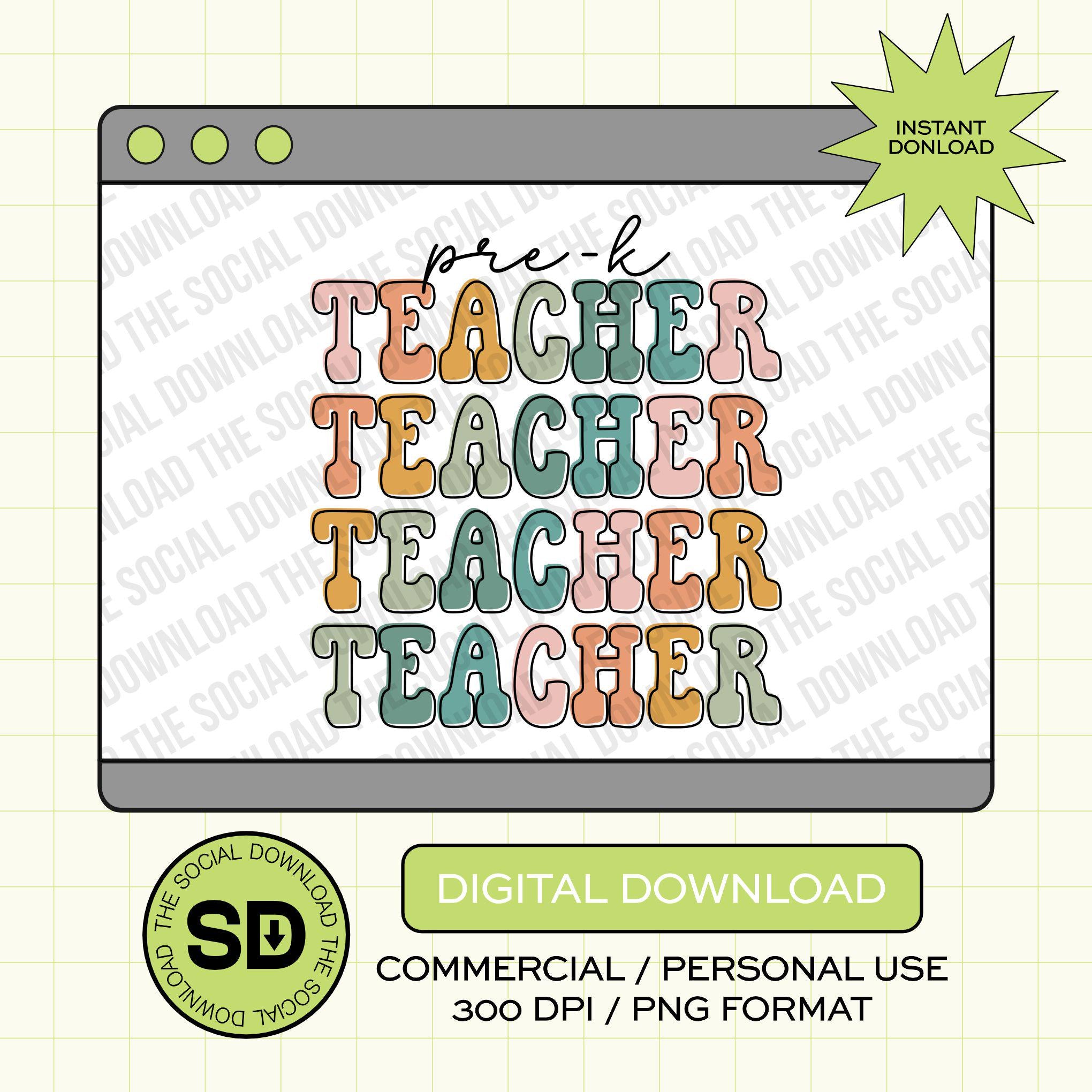 Cute Western Pre-K School Teacher- Instant Download PNG (TEACH-CW1001)