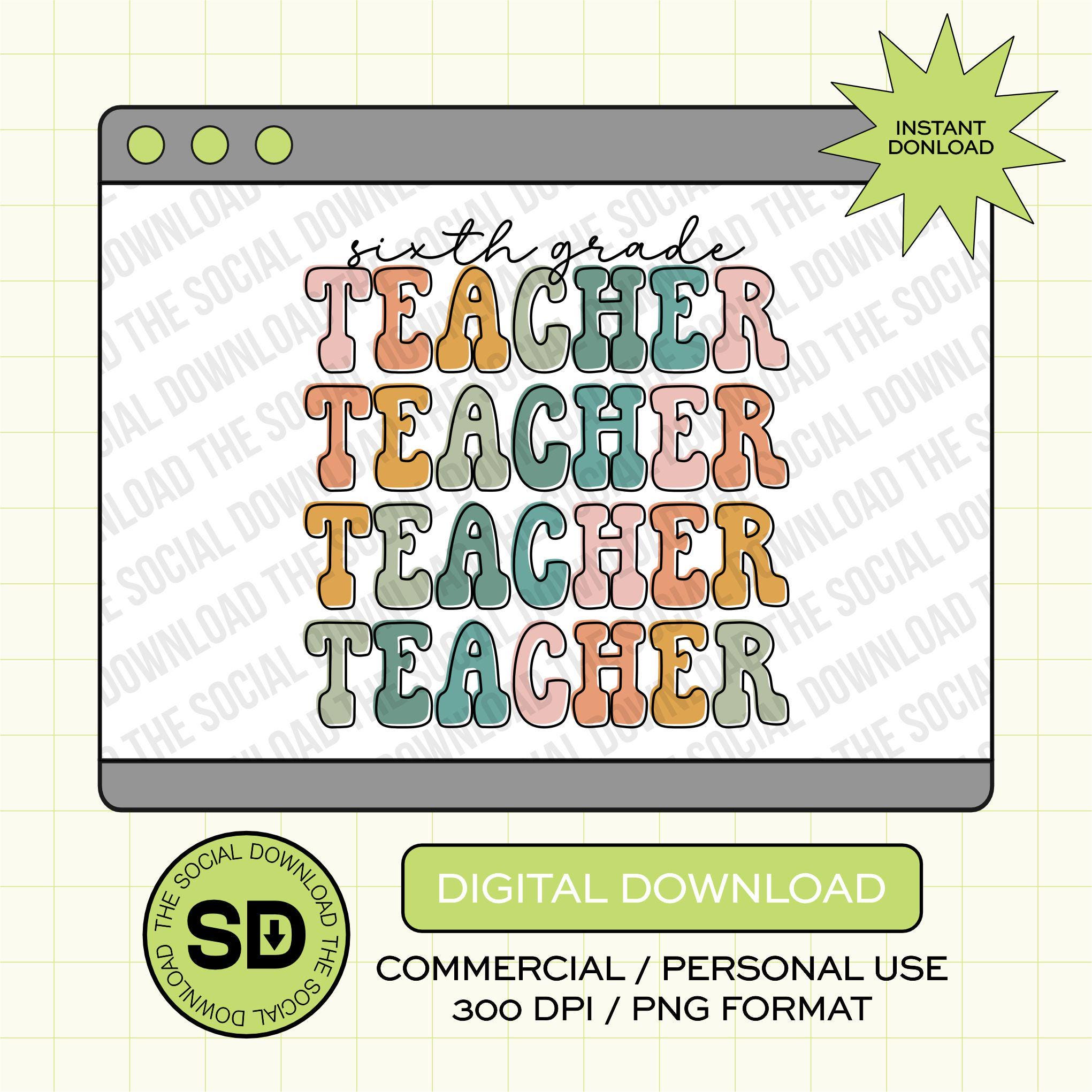 Cute Western Sixth Grade School Teacher- Instant Download PNG (TEACH-CW1009)