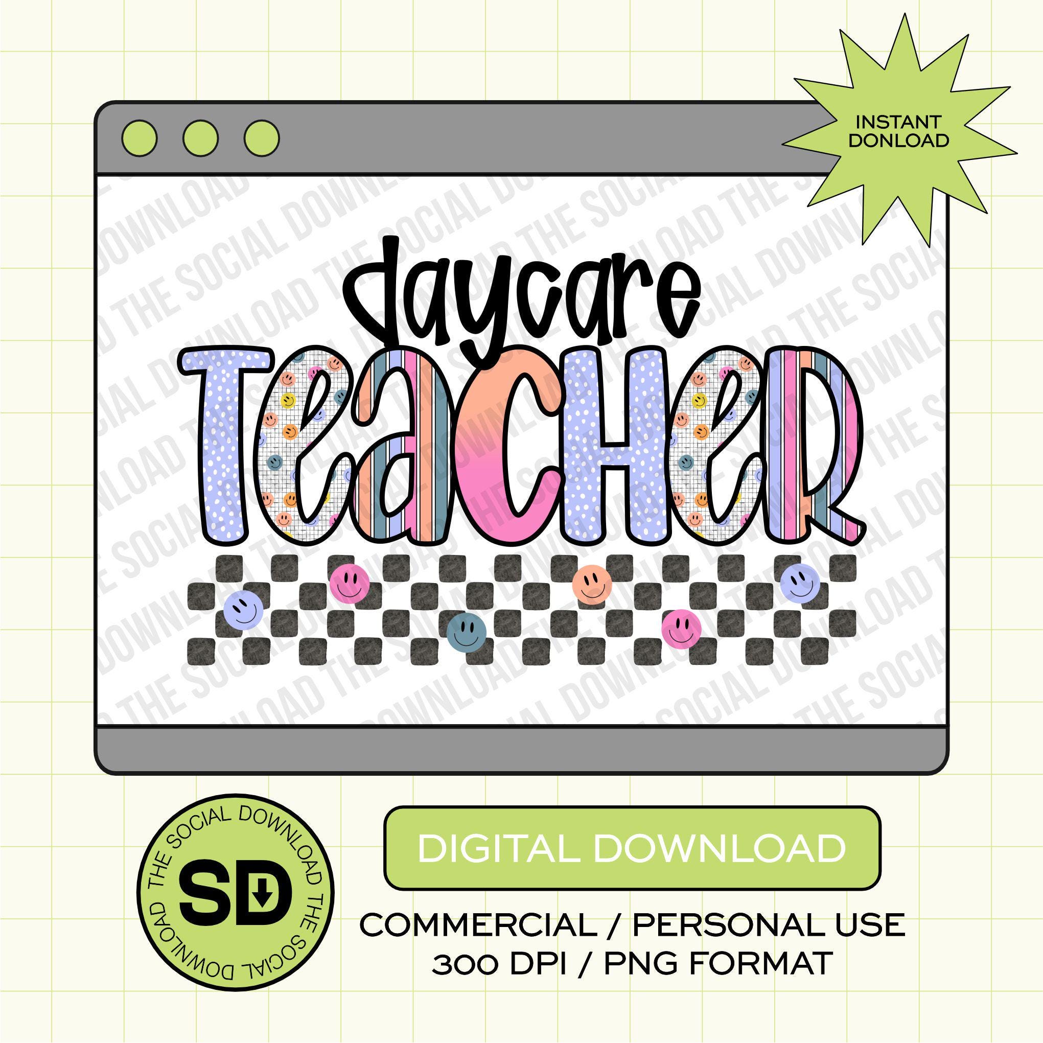 Pixel Grid Daycare Teacher- Instant Download PNG (TEACH-PG1002)