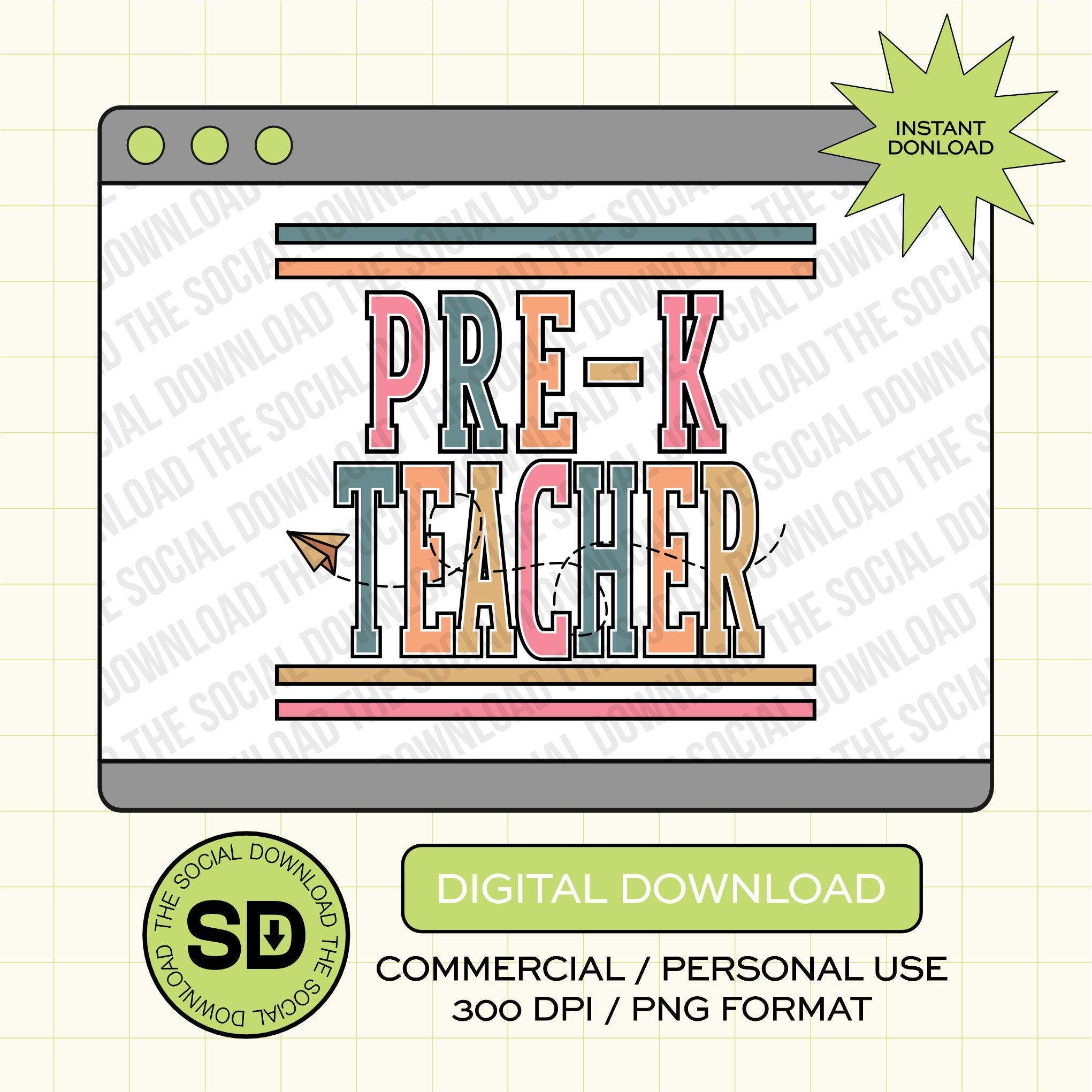 Paper Plane Pre-K Teacher- Instant Download PNG (TEACH-PP1001)