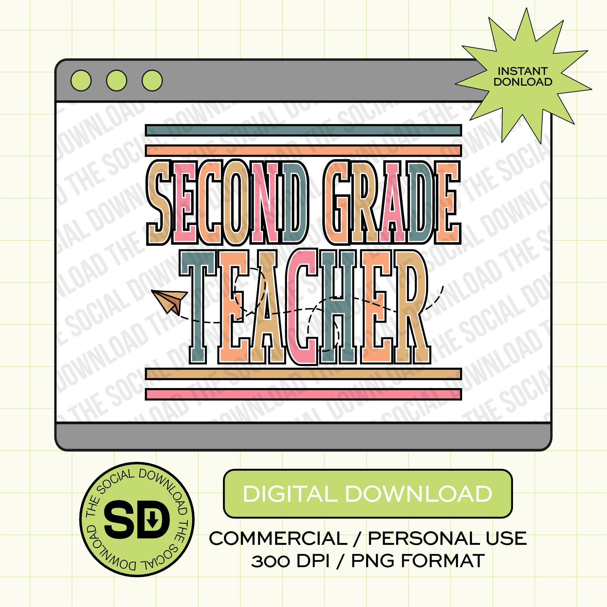 Paper Plane Second Grade Teacher- Instant Download PNG (TEACH-PP1005)
