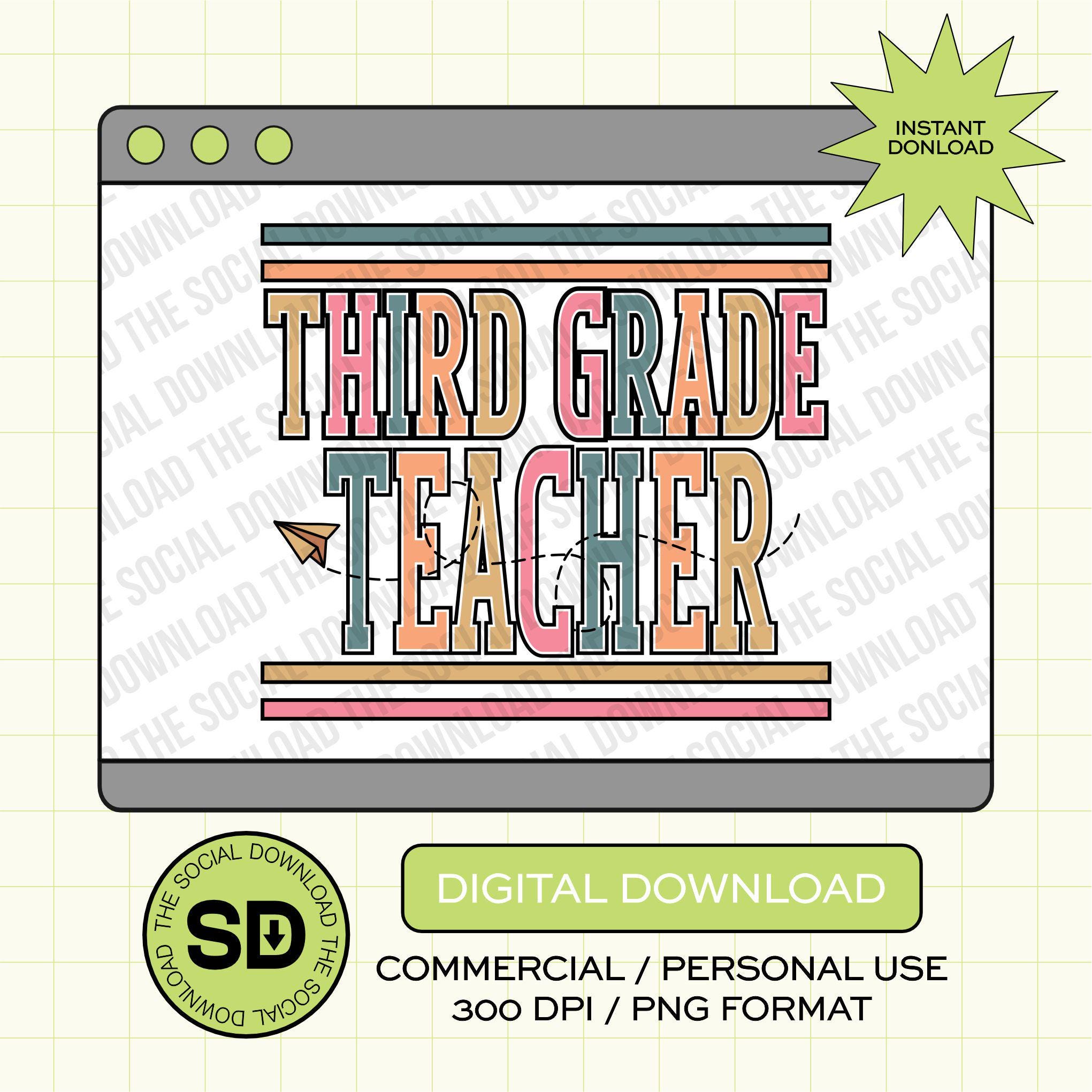 Paper Plane Third Grade Teacher- Instant Download PNG (TEACH-PP1006)