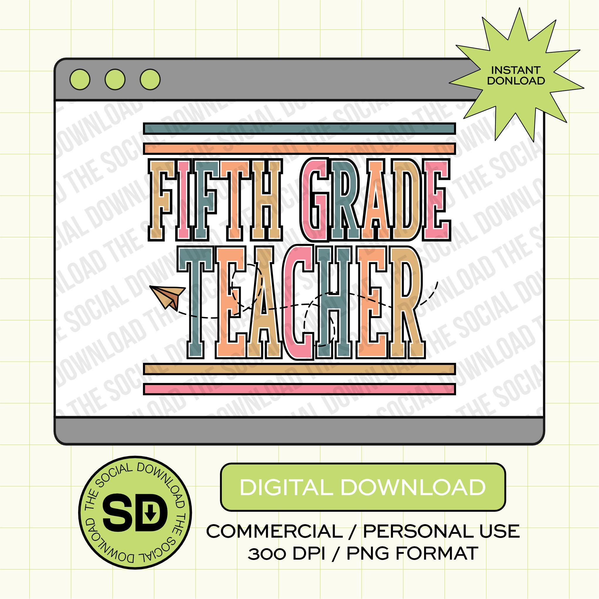 Paper Plane Fifth Grade Teacher- Instant Download PNG (TEACH-PP1008)