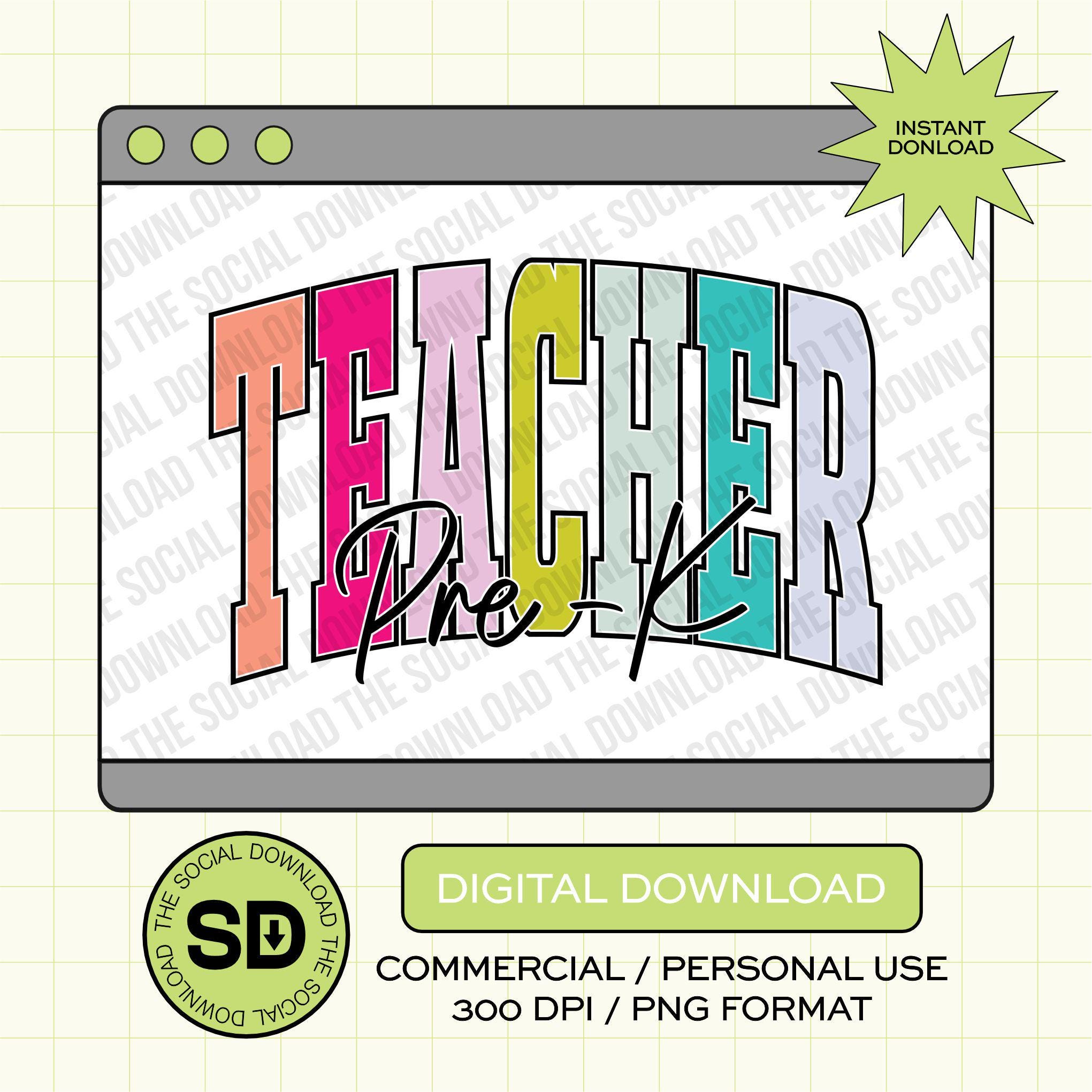 Varsity Color Block Pre-K Teacher- Instant Download PNG (TEACH-VCB1002)