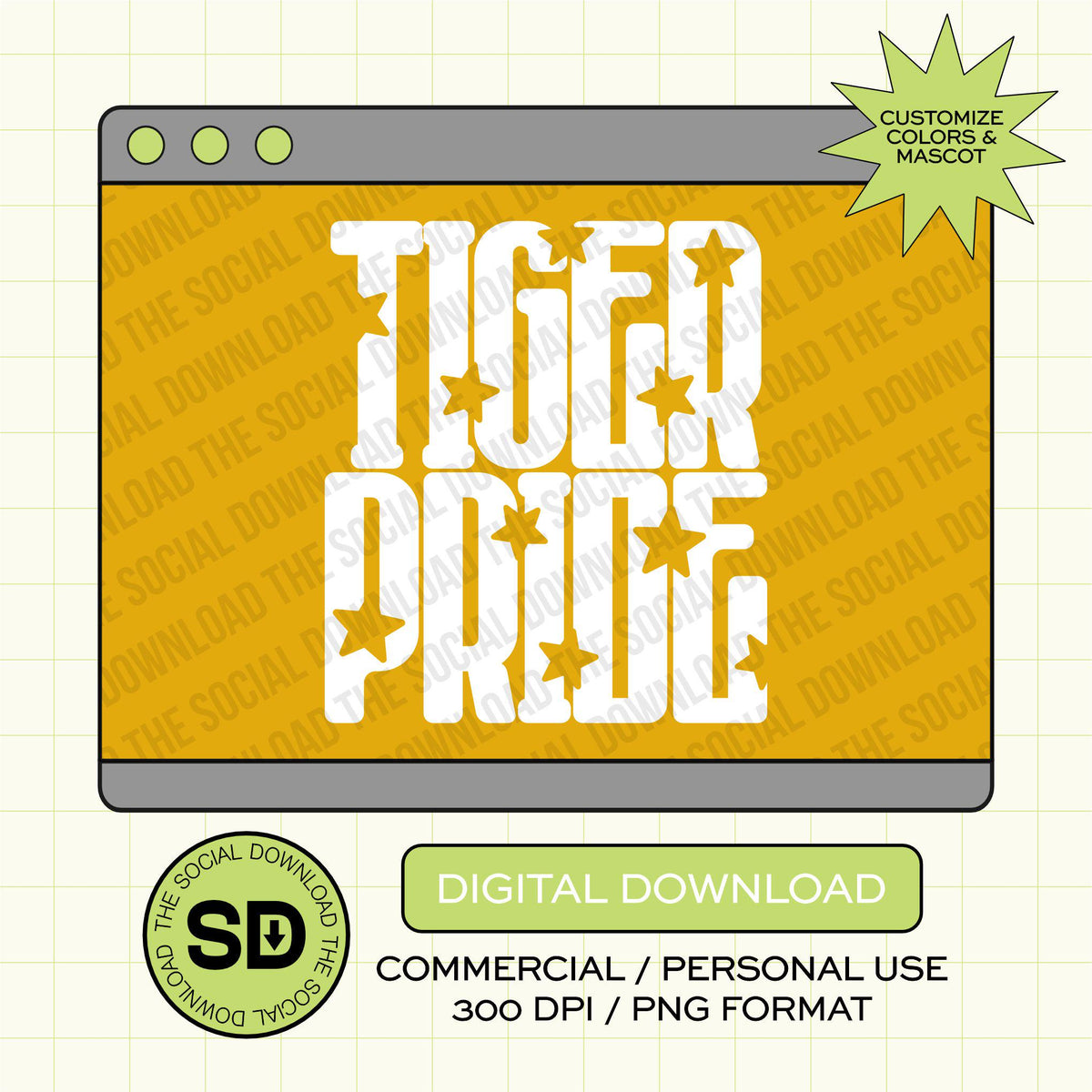 Star Pride Mascot Custom School Spirit PNG File (SW1180)
