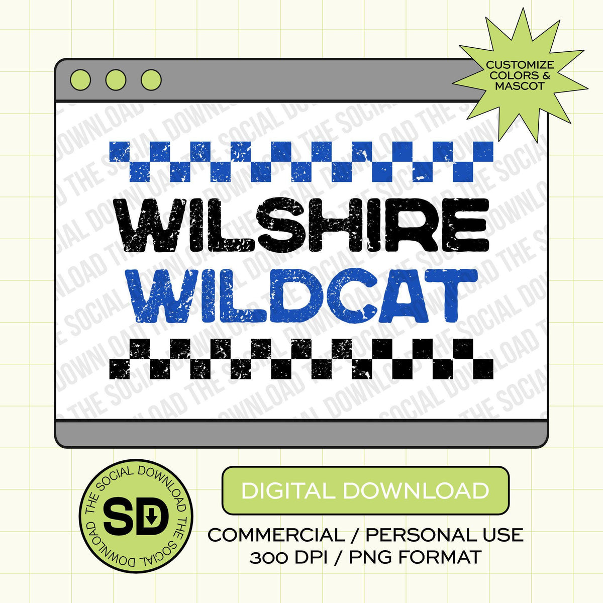 Color Flip Mascot Custom School Spirit PNG File (SW1192)