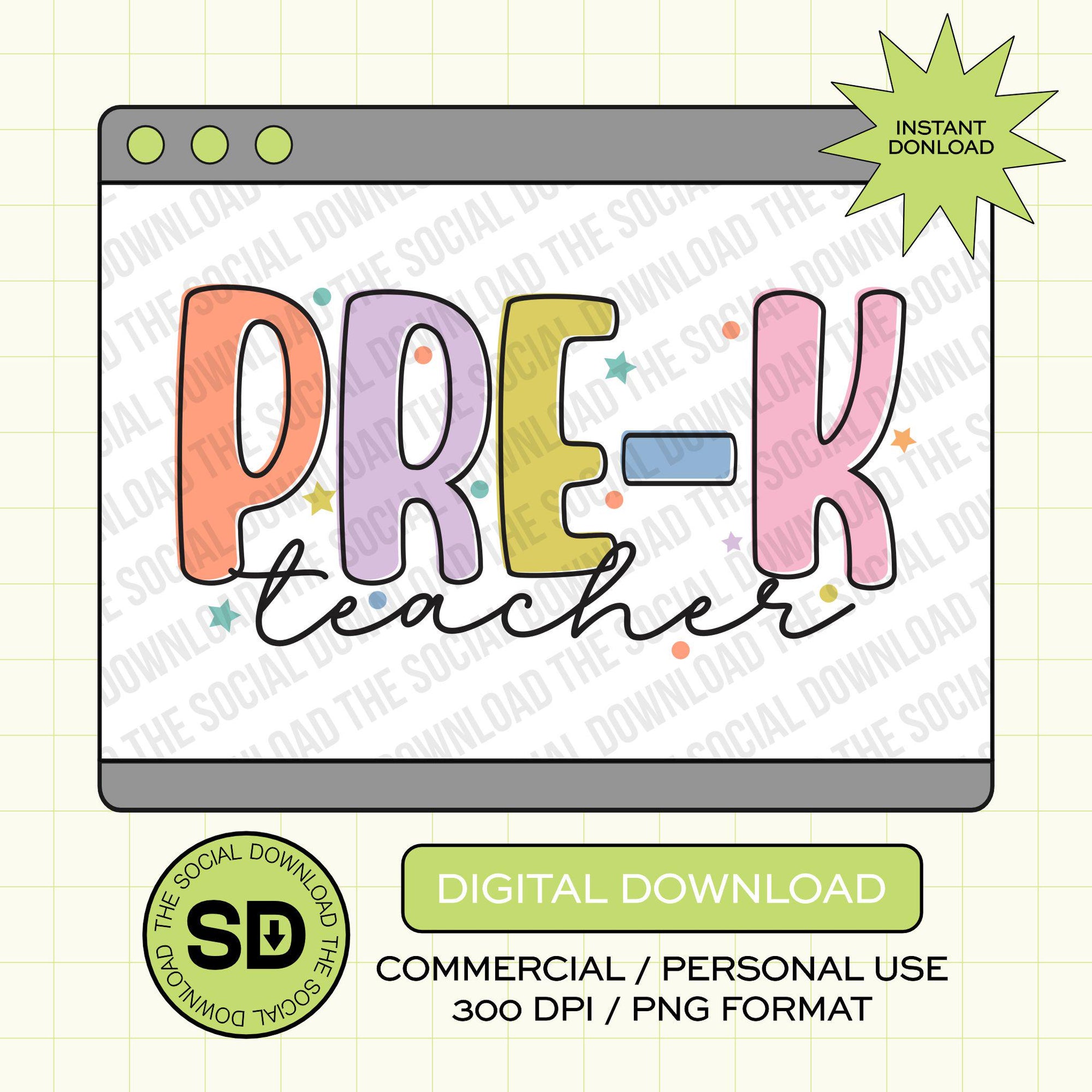 Confetti Pop Pre K School Teacher- PNG Download (TEACH-CPOP1001)