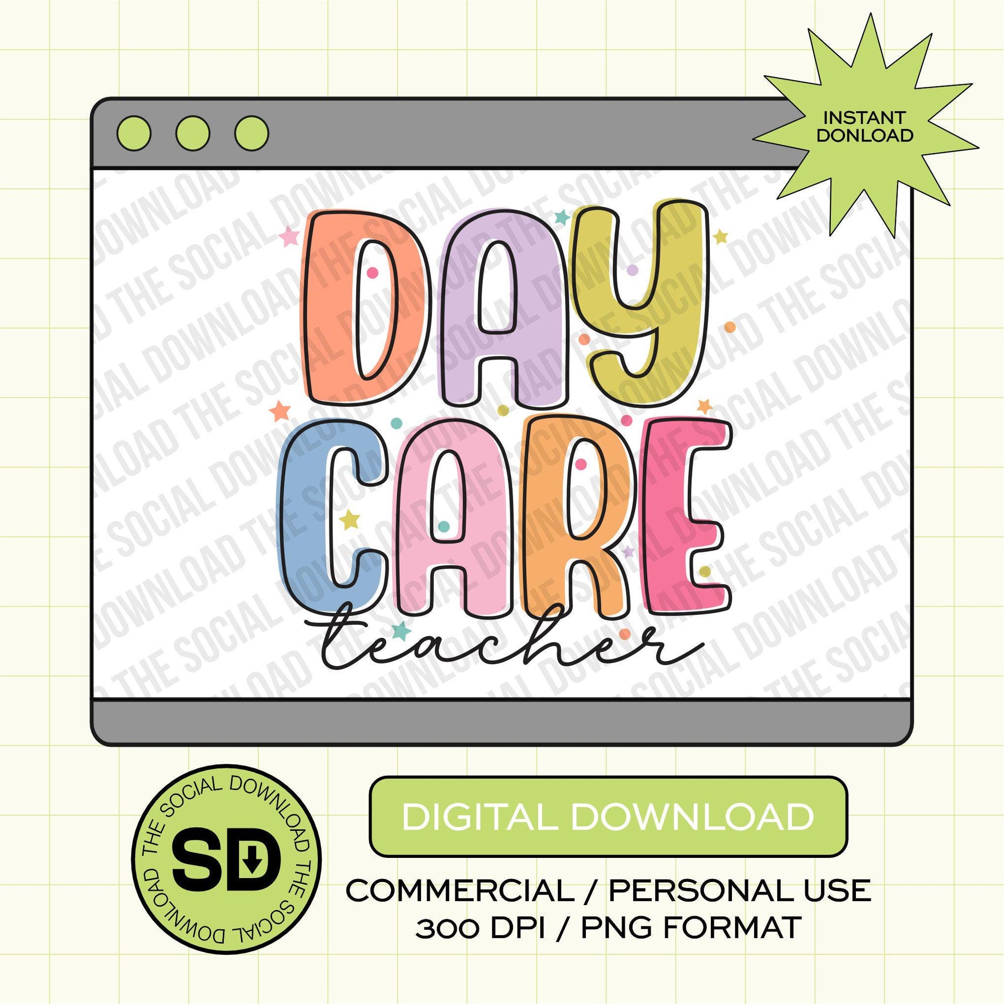 Confetti Pop Daycare School Teacher- PNG Download (TEACH-CPOP1002)