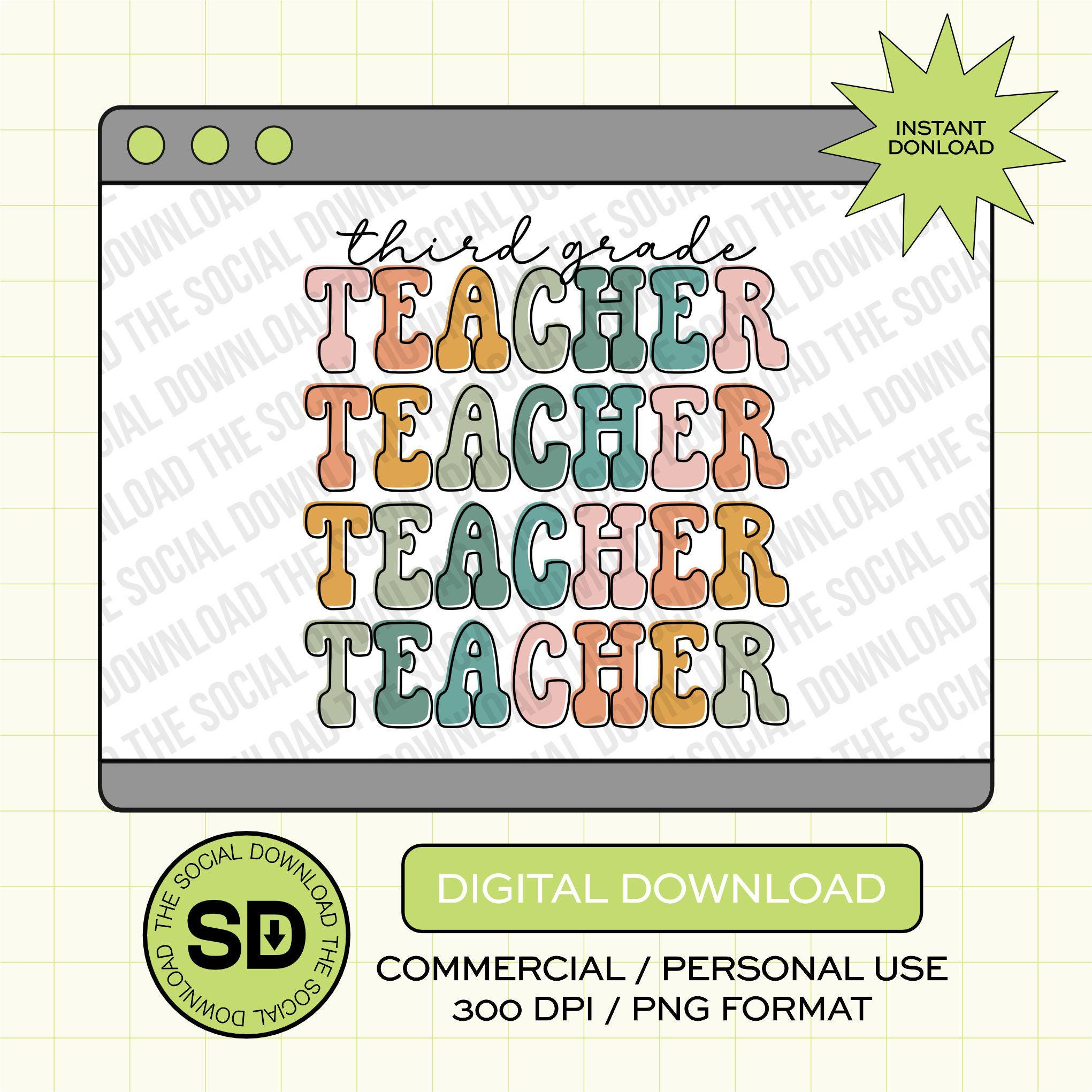 Cute Western Third Grade School Teacher- Instant Download PNG (TEACH-CW1006)