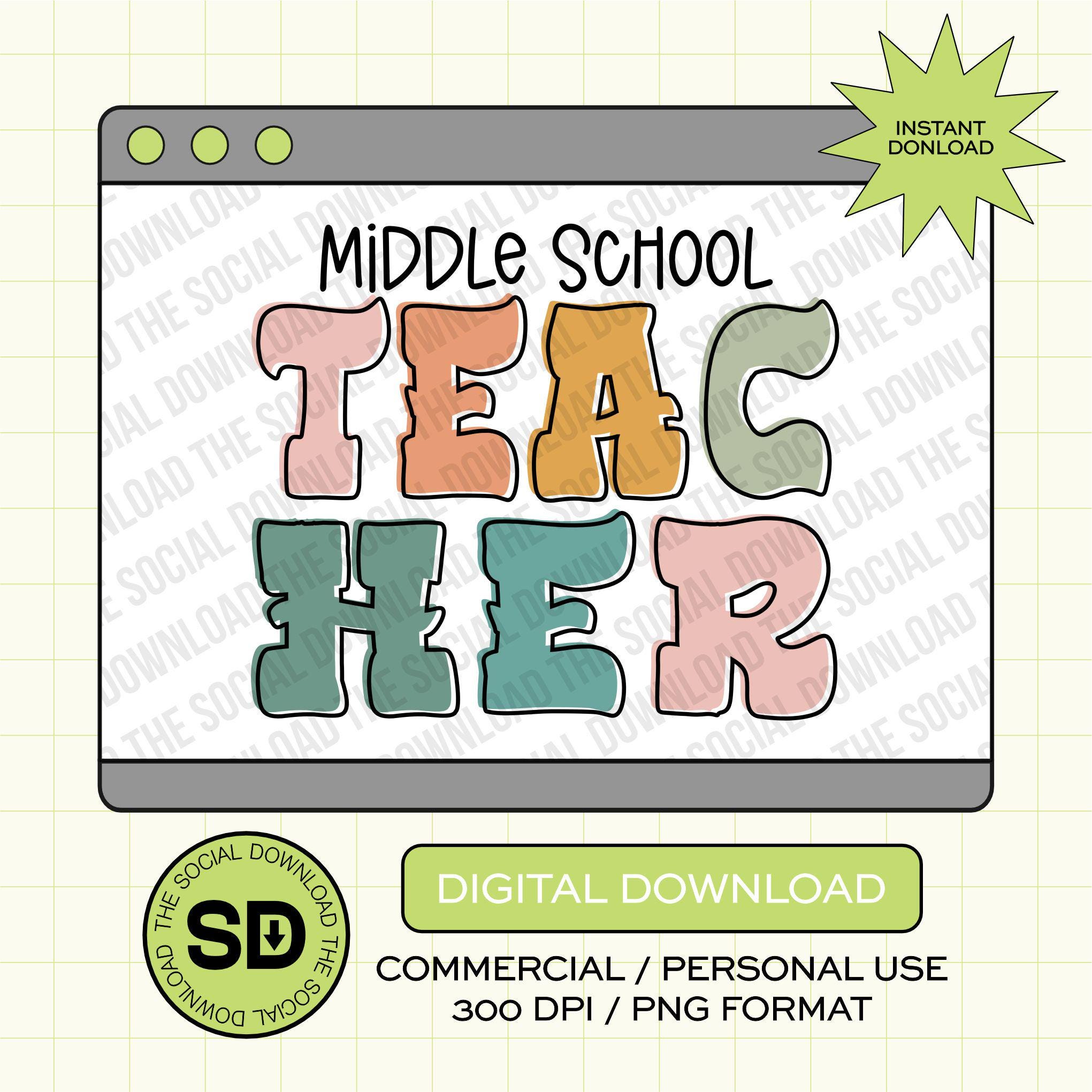 Groovy Flair Middle School Teacher- Instant Download PNG (TEACH-GF1010)