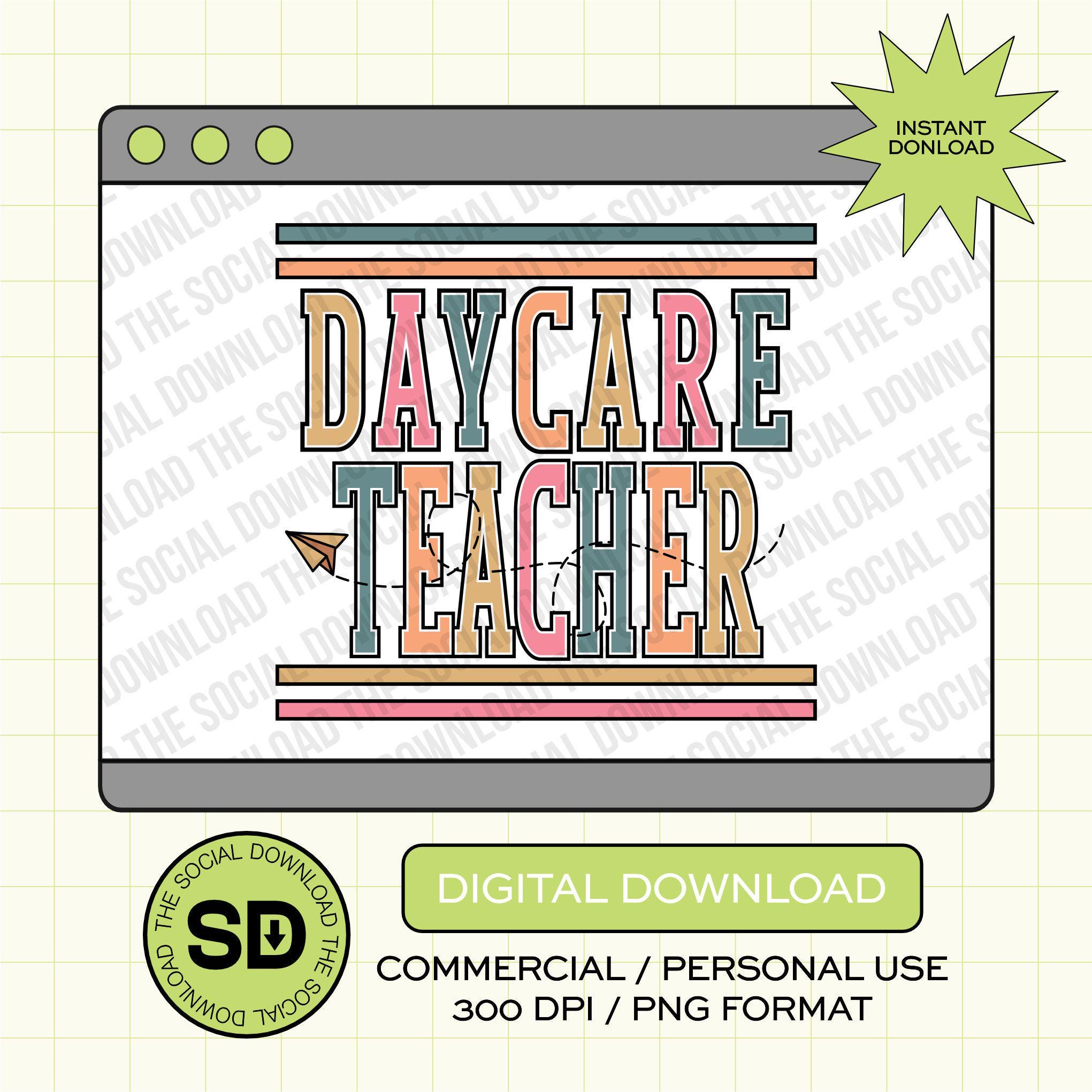 Paper Plane Daycare Teacher- Instant Download PNG (TEACH-PP1002)
