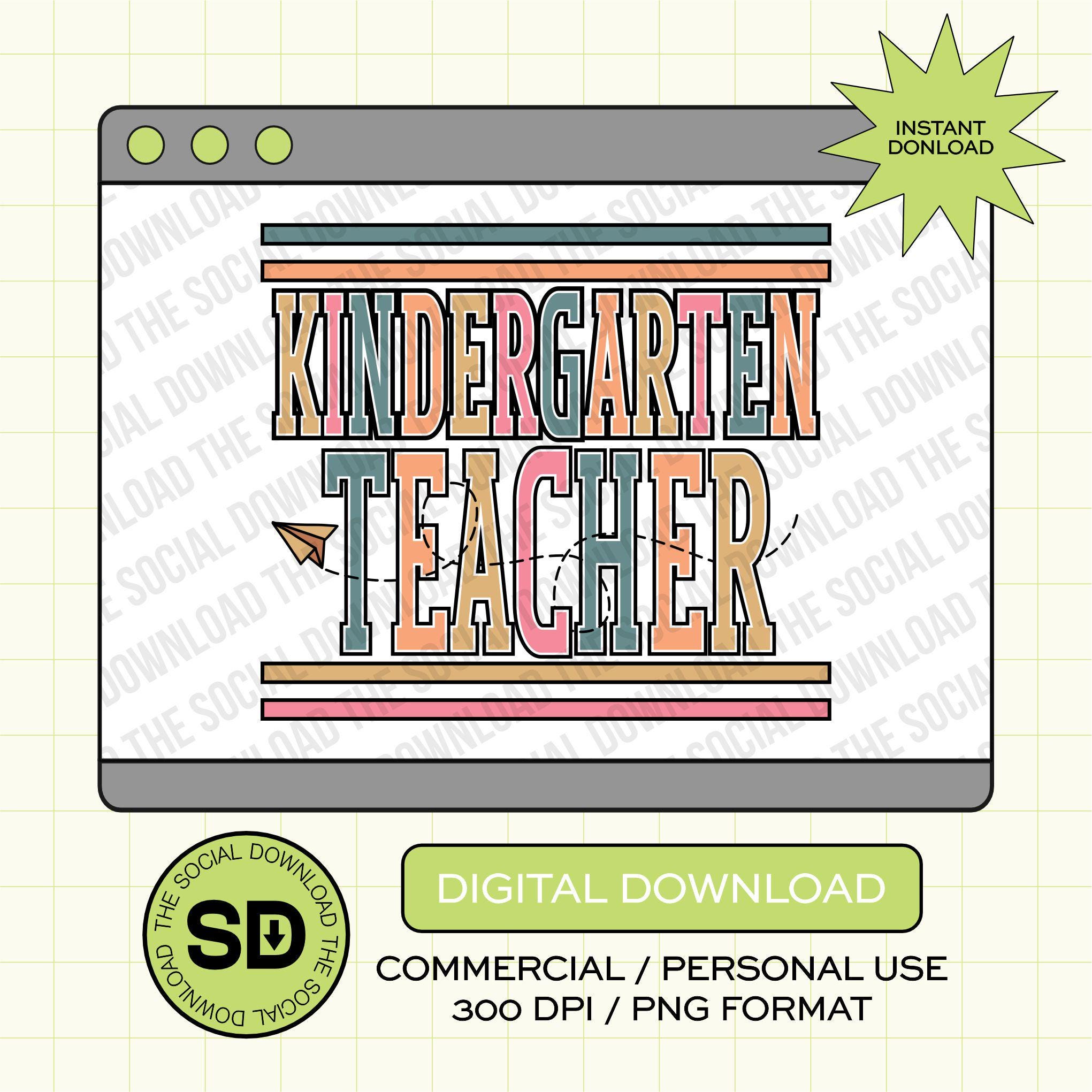 Paper Plane Kindergarten Teacher- Instant Download PNG (TEACH-PP1003)