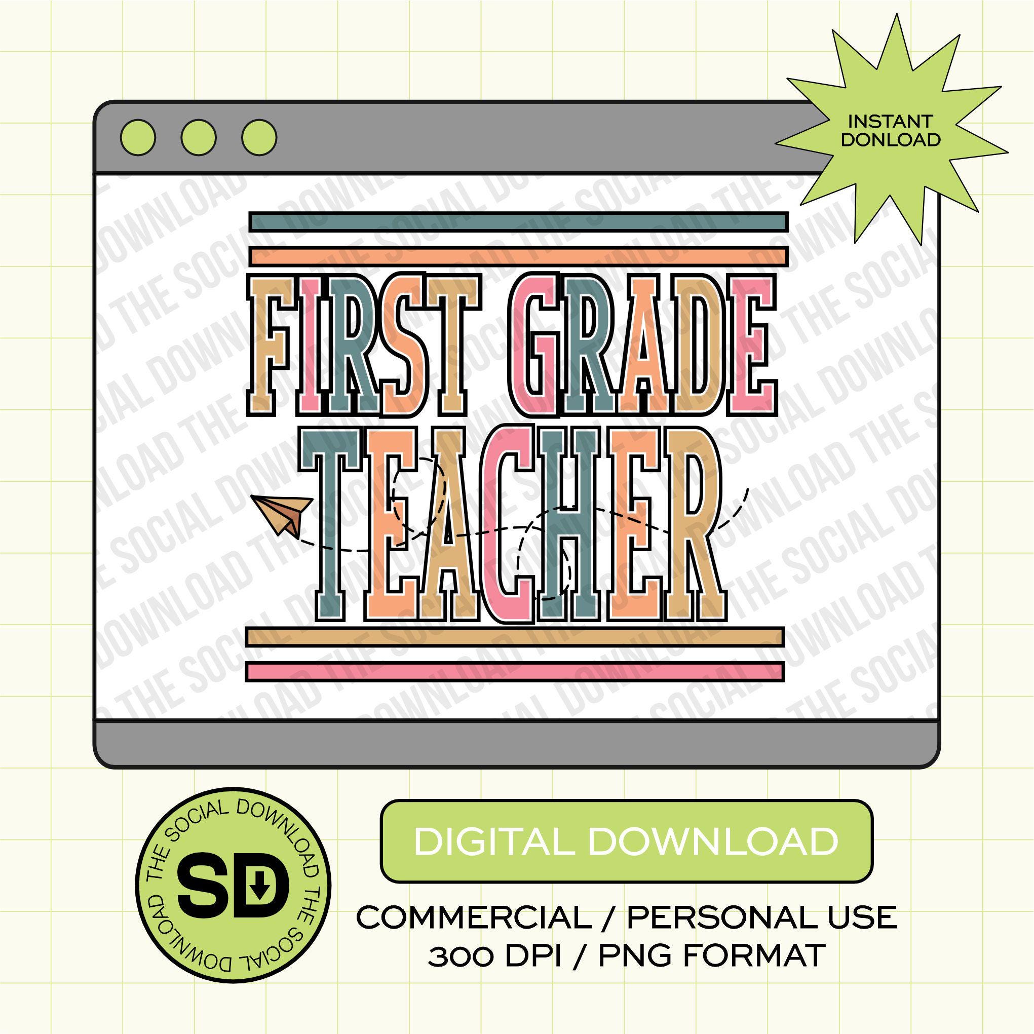 Paper Plane First Grade Teacher- Instant Download PNG (TEACH-PP1004)