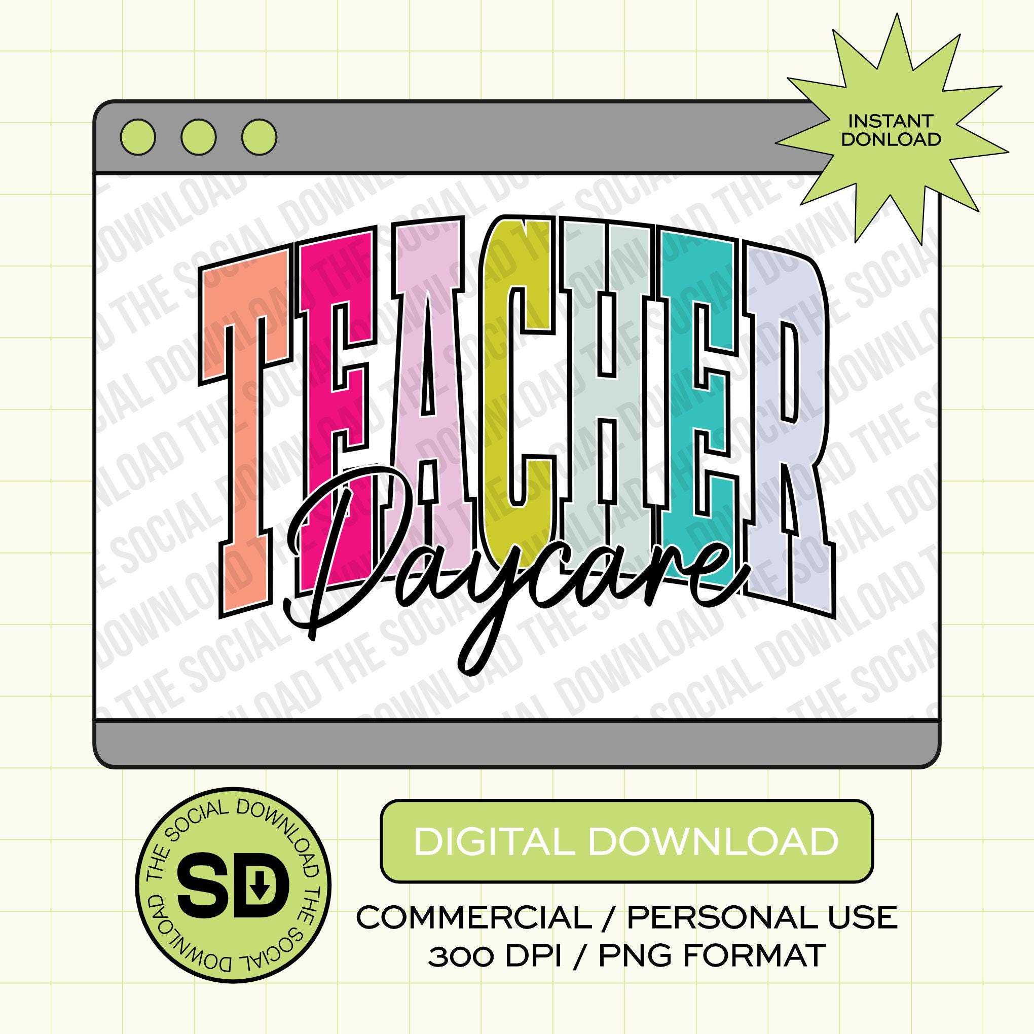 Varsity Color Block Daycare Teacher- Instant Download PNG (TEACH-VCB1001)