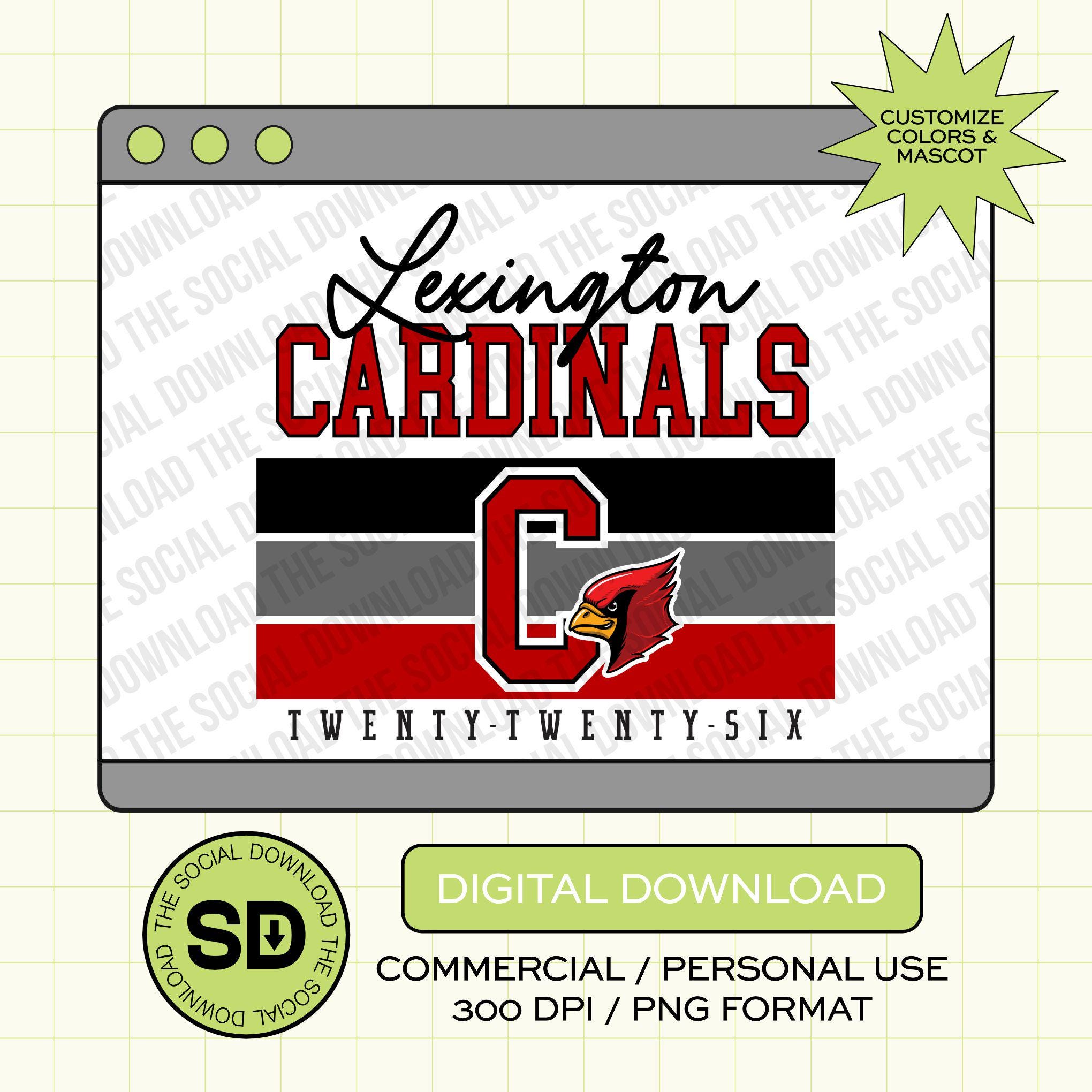 Three Stripes Mascot Custom School Spirit PNG Download File, custom school png, spirit png, DTF, Sublimation, dtg (SW1181)