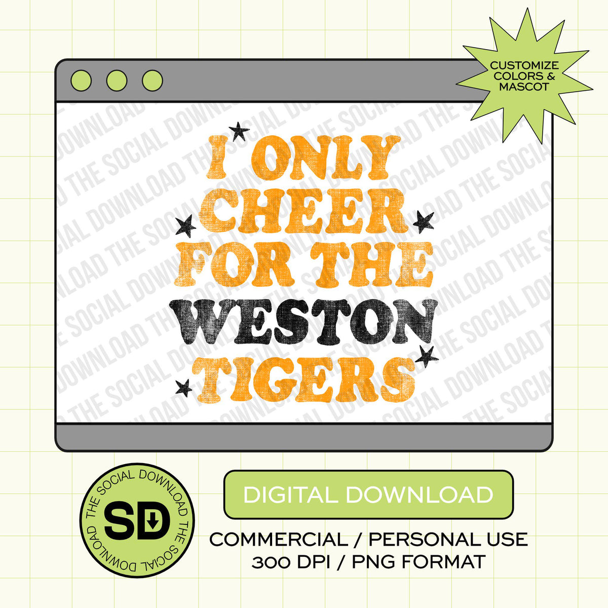 I Only Cheer for my Team Custom School Spirit PNG File (SW1189)