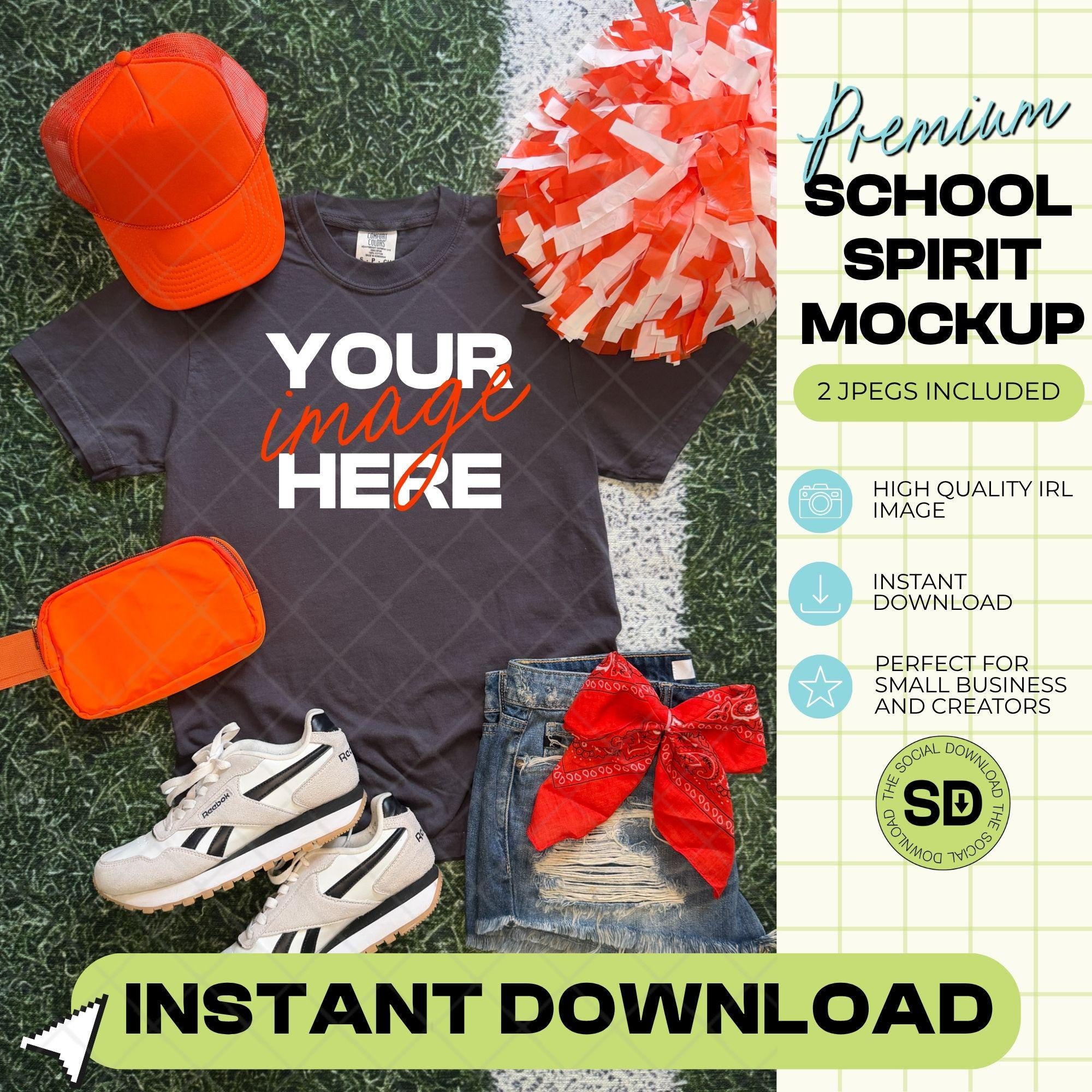 1717 Comfort Colors Graphite Mock Up- Orange School Spirit Accessories (1717-CC-Graphite-GSW-Orange)