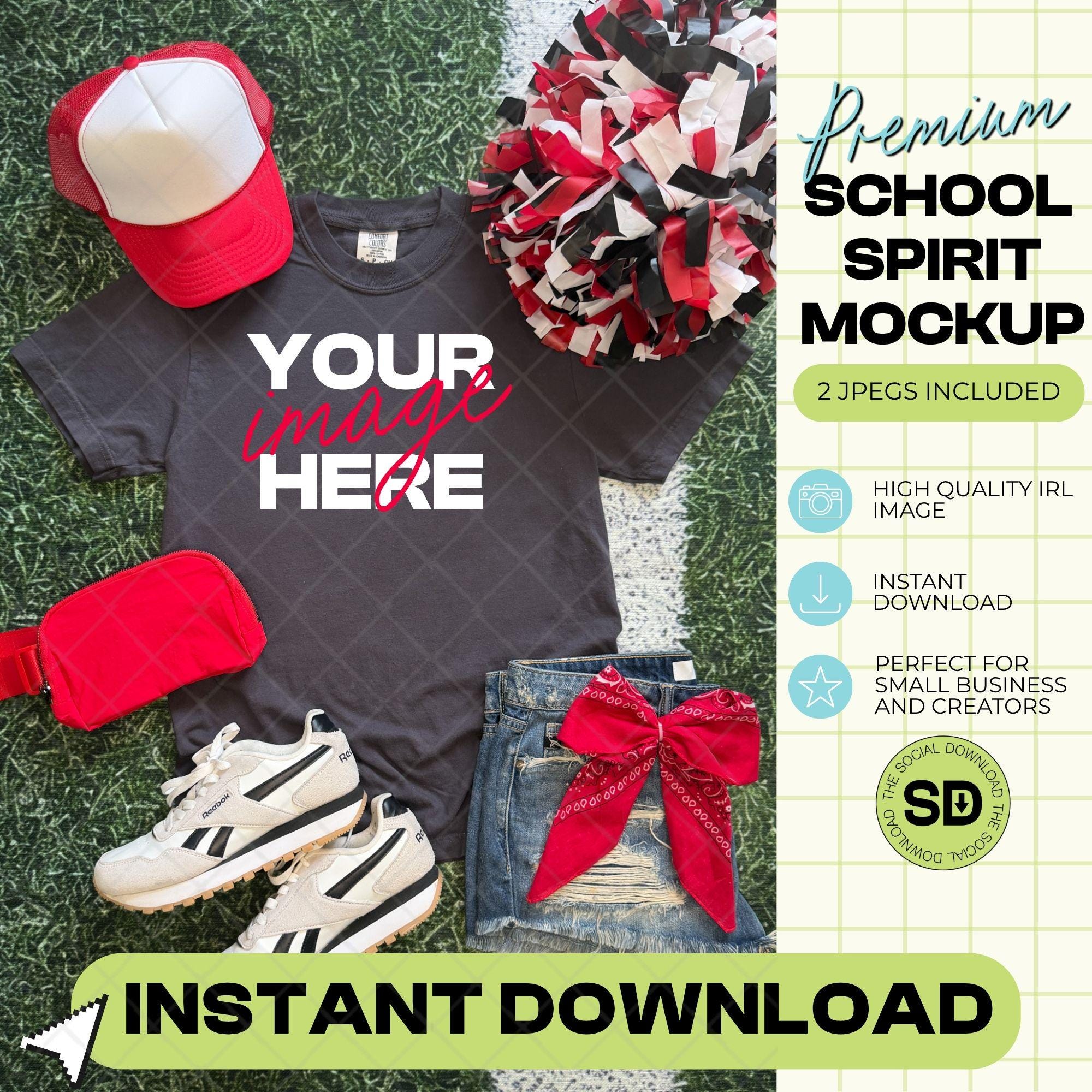 1717 Comfort Colors Graphite Mock Up- Red School Spirit Accessories (1717-CC-Graphite-GSW-Red)