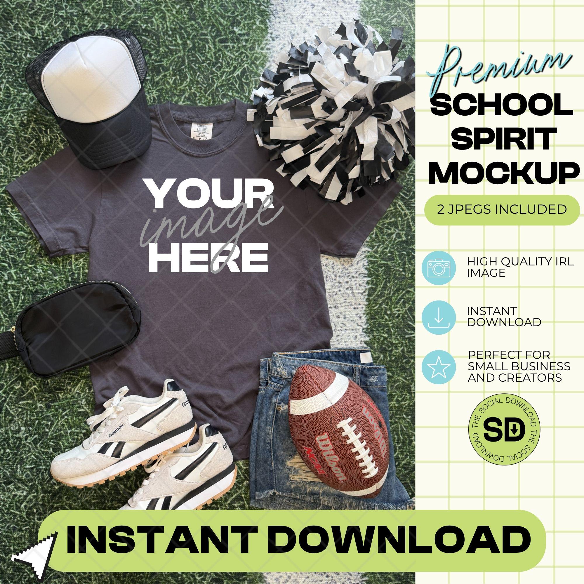1717 Comfort Colors Graphite Football Mock Up- Black School Spirit Accessories (1717-CC-Graphite-FB-Black)