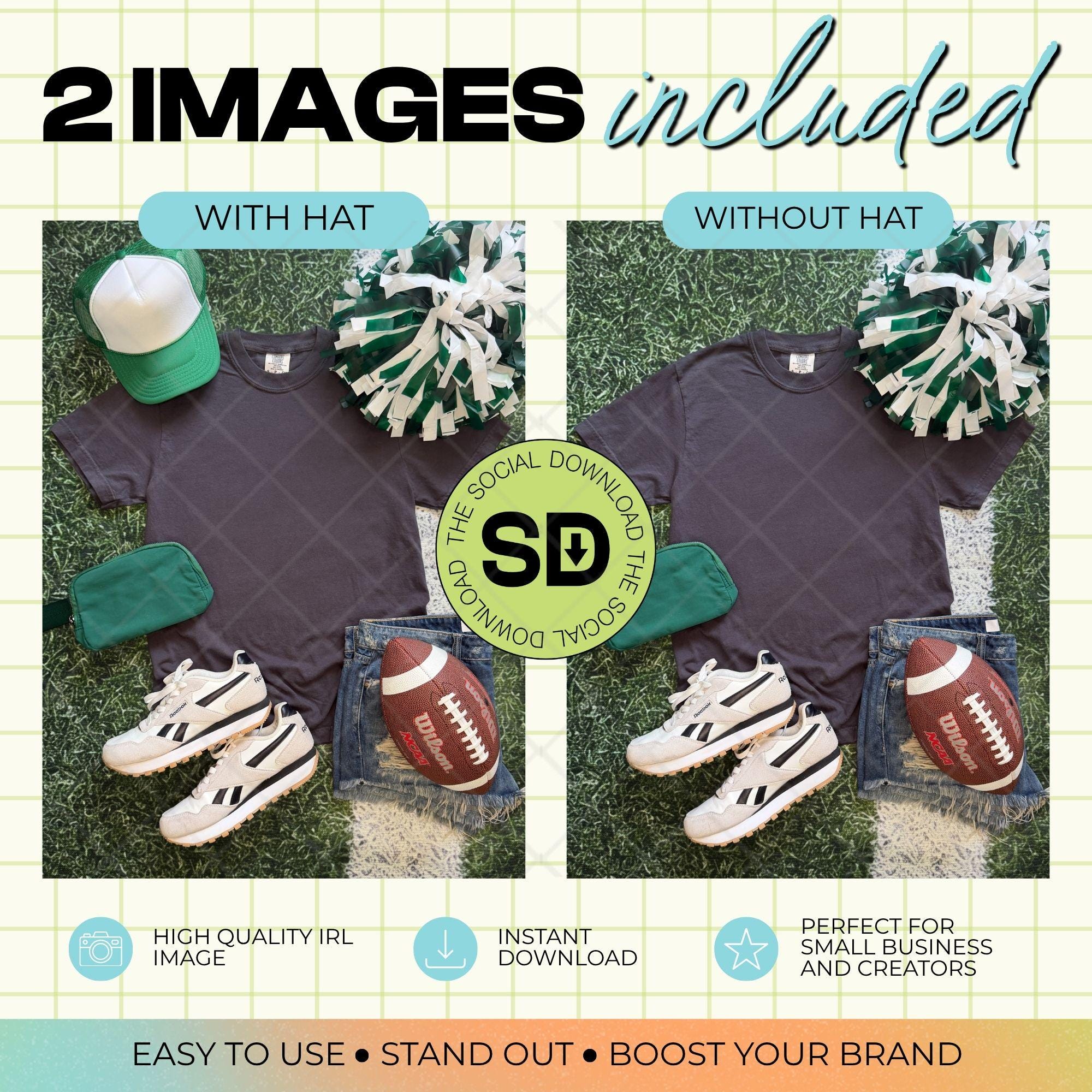 1717 Comfort Colors Graphite Football Mock Up- Kelly School Spirit Accessories (1717-CC-Graphite-FB-Kelly)
