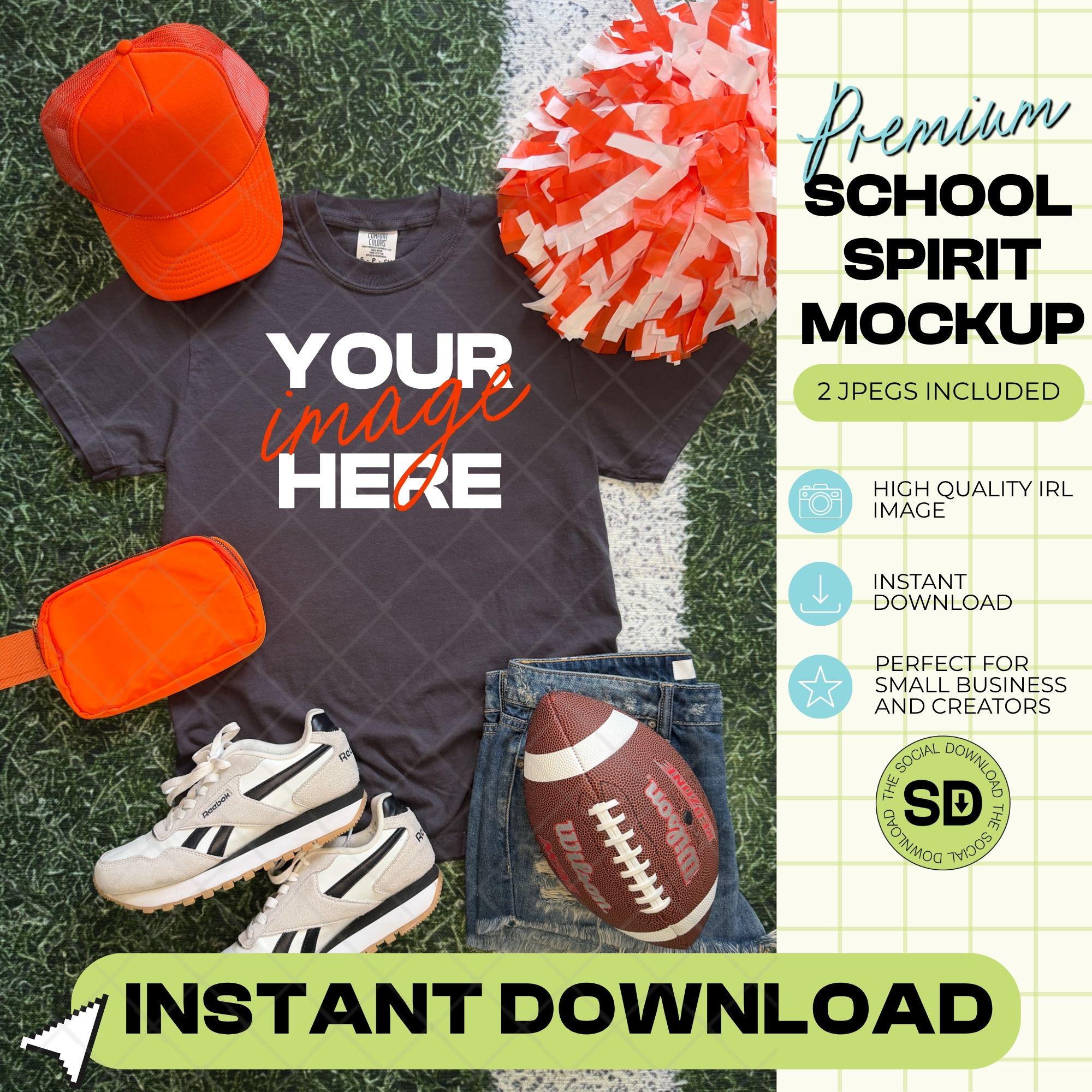 1717 Comfort Colors Graphite Football Mock Up- Orange School Spirit Accessories (1717-CC-Graphite-FB-Orange)